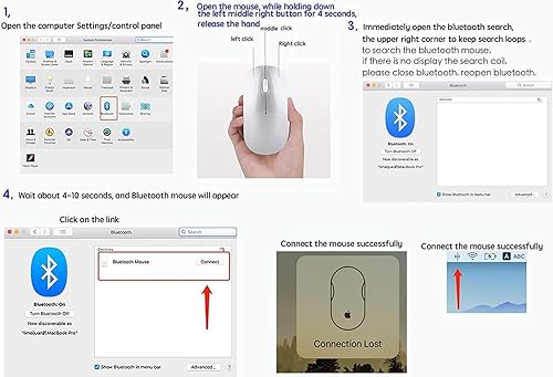 Miniatura 6 de Ratón inalámbrico Bluetooth recargable para MacBook Pro, ratón inalámbrico Bluetooth para ordenador y portátil, Plateado