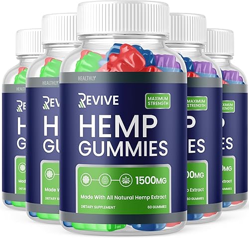 Paquete de 5 gomitas Revive Revive Hemp Gummies Mezcla de cáñamo de primera calidad, suplemento de extracto de cáñamo de fórmula avanzada Revive,