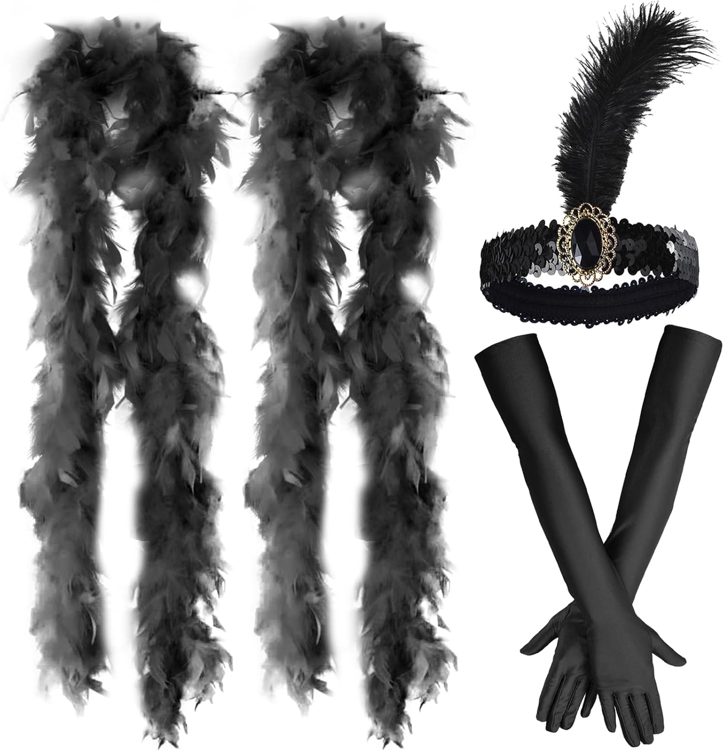 BDSHUNBF 4PCS Feather Boa, Fluffy Feather Boas, Fancy Dress, Fancy