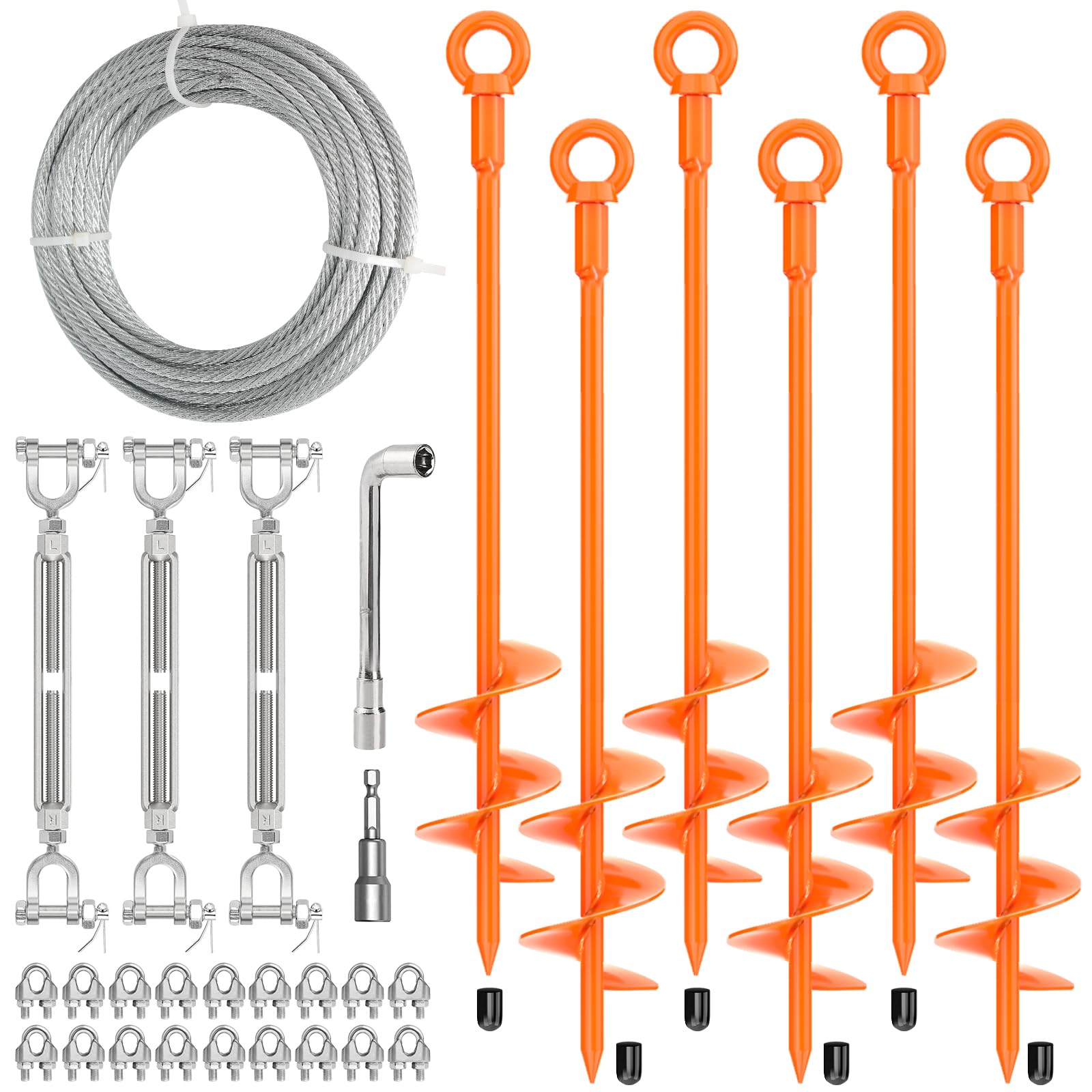 GrowGlow 30 inch Ground Anchors Kit 6 Pack Orange