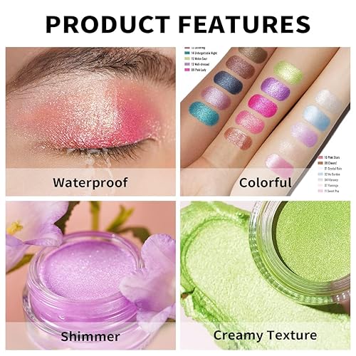 Miniatura 6 de Oulac Sombra de ojos blanca brillante  Resaltador impermeable y de larga duración, sombra de ojos de color natural, sombra de ojos para mujeres,