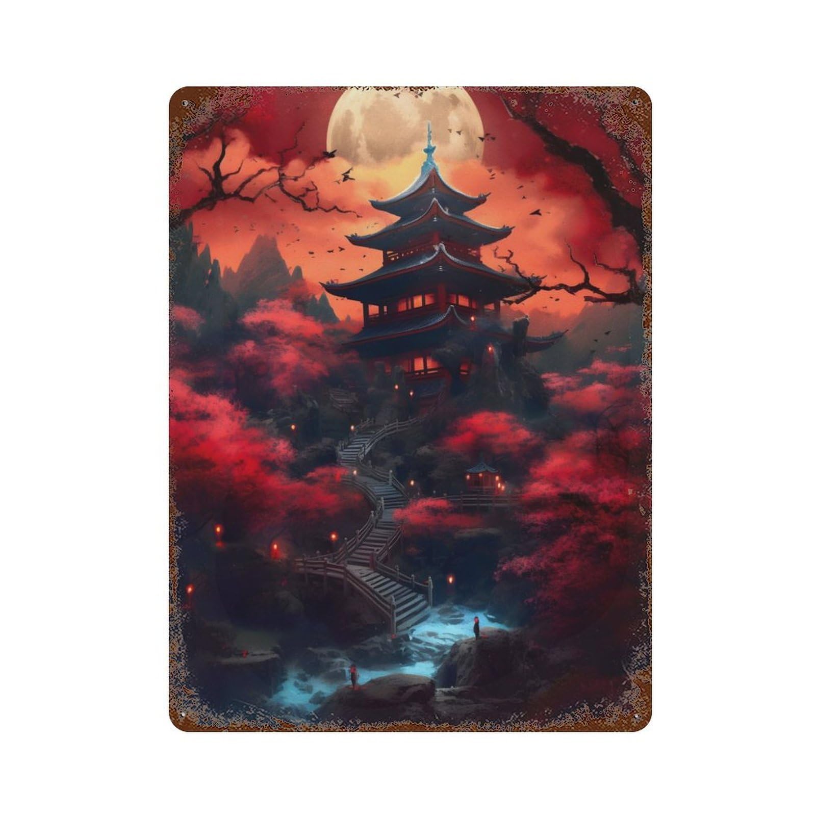 Fantasy Japan 01 Rusty Metal Tin Sign 15.7"x11.8", Ideal for Farmhouse, Kitchen And Entryway Decor
