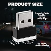 Vista 2 de Ziciner 6 PCS Lámpara de Ambiente Interior de Coche LED USB, Mini Luz Nocturna LED Portátil, Kit de Iluminación Ambiental de Maletero con Interfaz