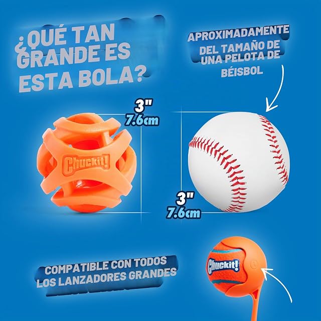 Foto 5 de 8 de Chuckit CU31933 Pelota Breathe Right Fetch Ball Large De Chuckit, Bola De Entrenamiento para Perros, L