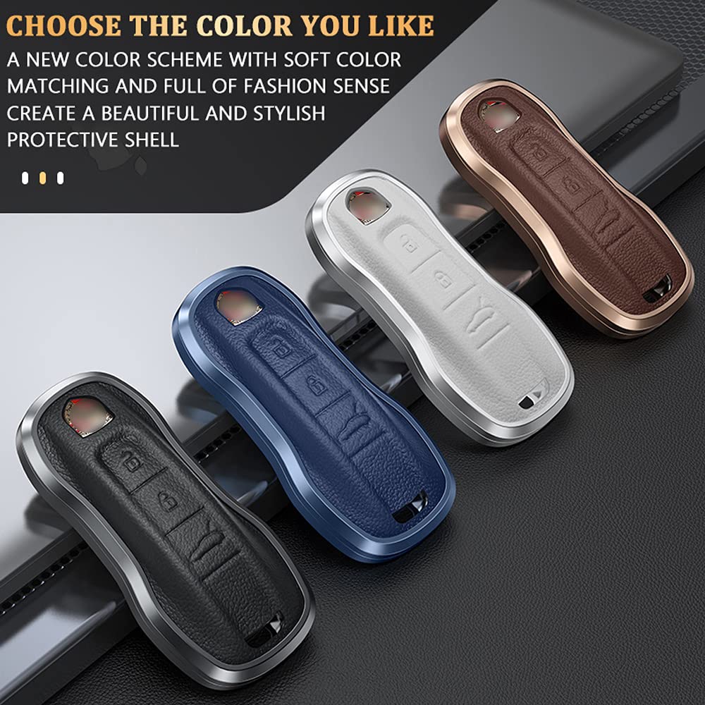 ontto Autosleutelhoes cover sleutelhanger geschikt voor Porsche Cayenne Panamera Macan 911 996 Carrera Taycan 2019-2020, plastic sleutelbox, sleutelhoes, sleutelbescherming, etui, koolstofvezel, zwart