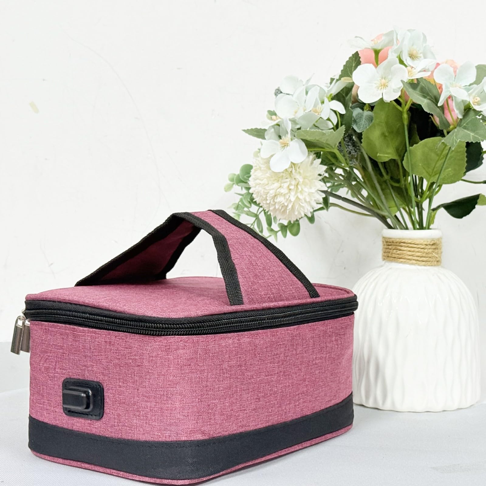 Borsa Termica in Tessuto Oxford Tile Borsa Termica Pieghevole Strutturato per Picnic, Viaggi, Lavoro, Rosso