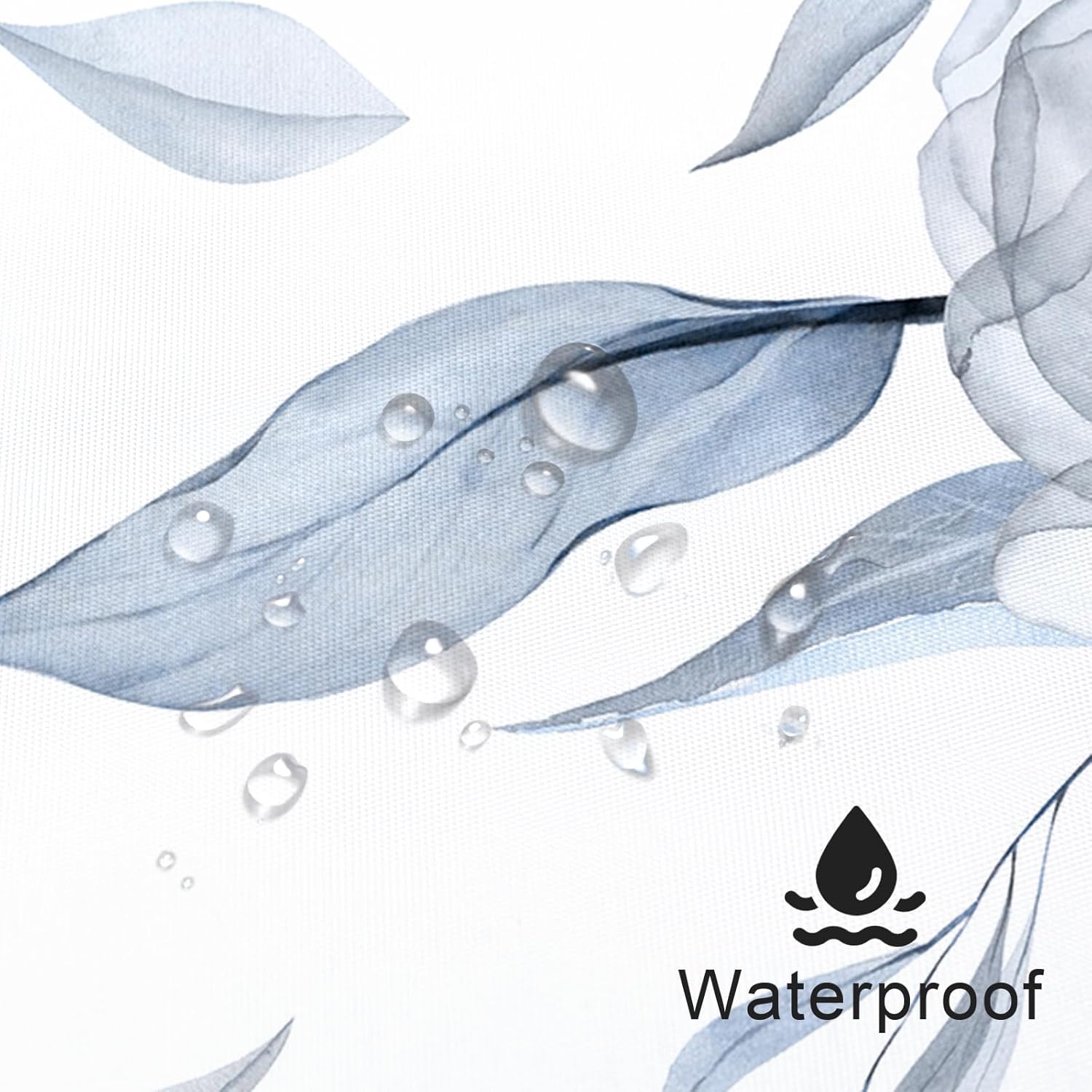Litabel Extra Long Boho Watercolor Floral Shower Curtain 72 x 84, Blue and Grey Ink Painting Style Flower Shower Curtains for Chic Rustic Bathroom, Artistic XL Fabric Cloth Shower Curtain