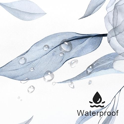 Miniatura 4 de Cortina de ducha bohemia con estampado floral de acuarela azul y gris, estilo de pintura de tinta, cortinas de ducha de flores y hojas para baño