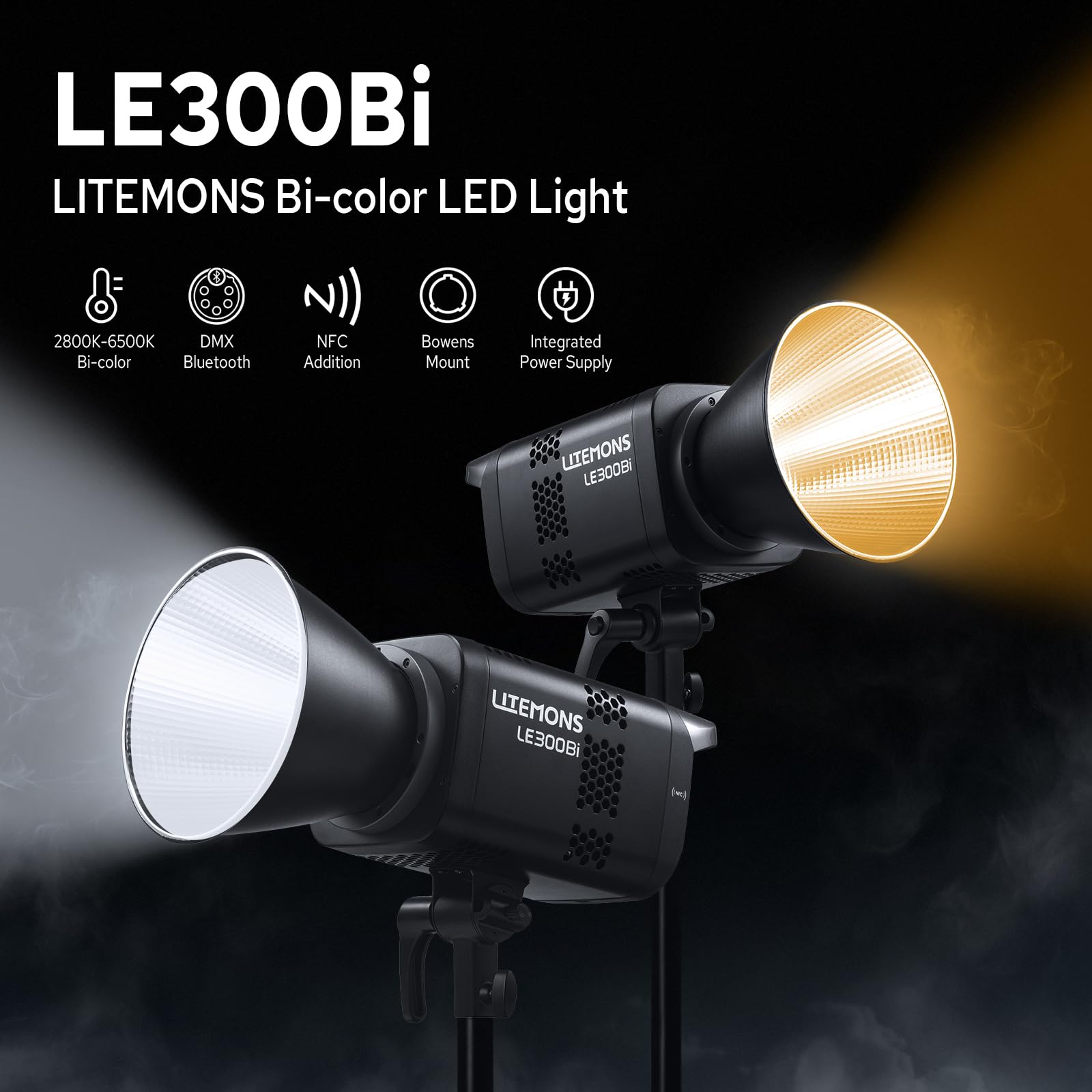 Godox LE300Bi 320 W Bi-Color LED Video Light, 2800 K ~ 6500 K, CRI 98, 58900 Lux/1 m, źródło światła ciągłego LED z uchwytem Bowens, przenośne studio LED do fotografii i streamingu na żywo