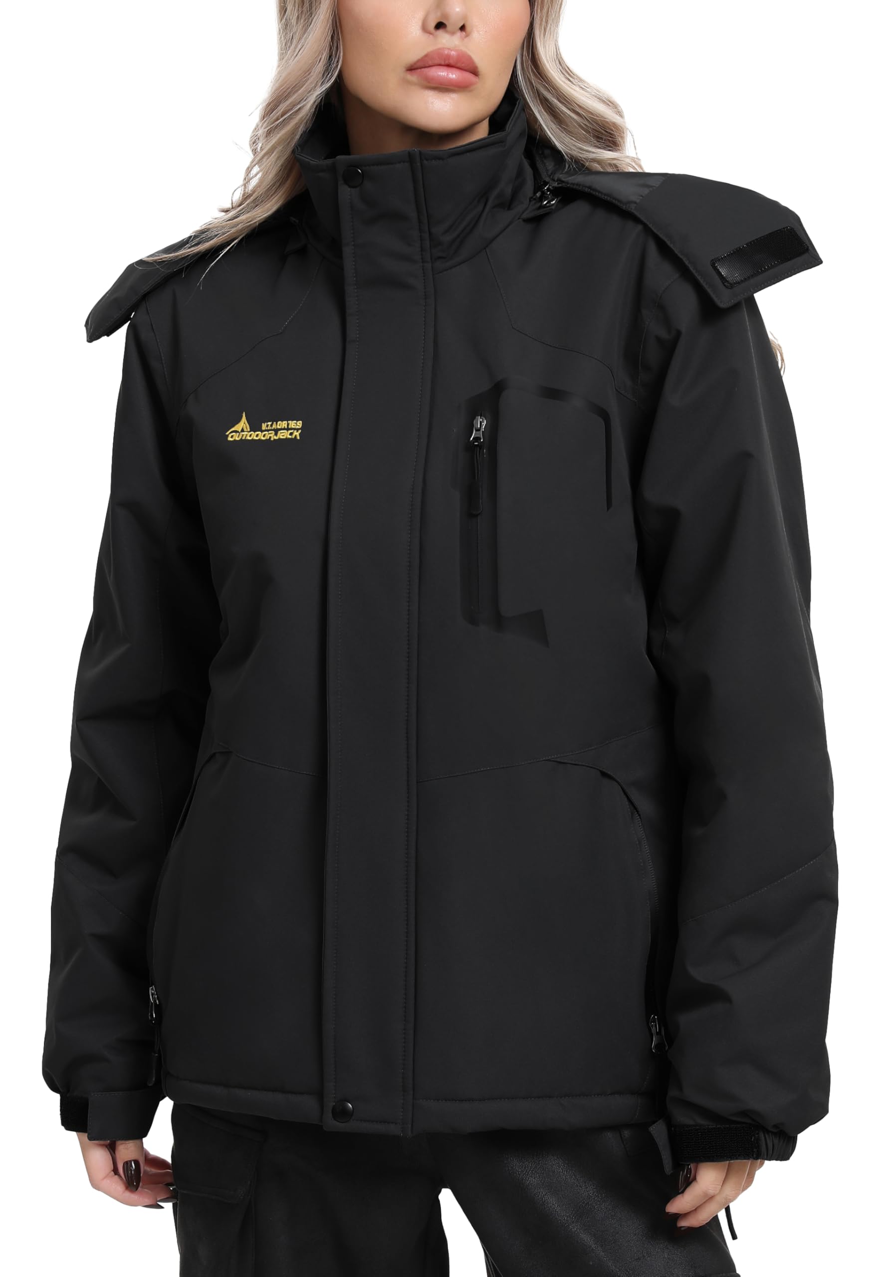 Skijacke Softshelljacke Damen Wasserdicht Regenjacke Winterjacke Funktionsjacke Winddicht Winter Warm Gefüttert Outdoorjacke mit Kapuze