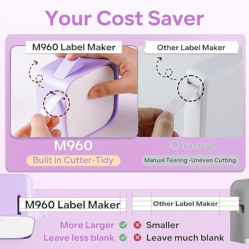 Miniatura 4 de Vixic M960 Label Makers,Protable Label Maker Machine with 6PK Tape, Bluetooth Small Label Printer, Rechargeable Mini Labeler for Home School