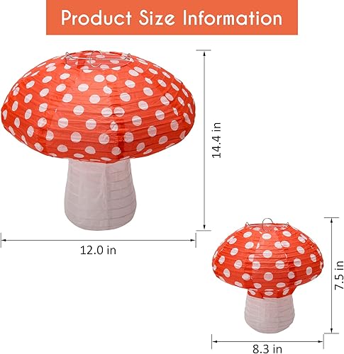 Miniatura 2 de 4 piezas de linternas de papel con forma de hongo, Windspeed grandes para decoración de guardería, jardín, Navidad, Halloween, fiesta, 8 pulgadas,