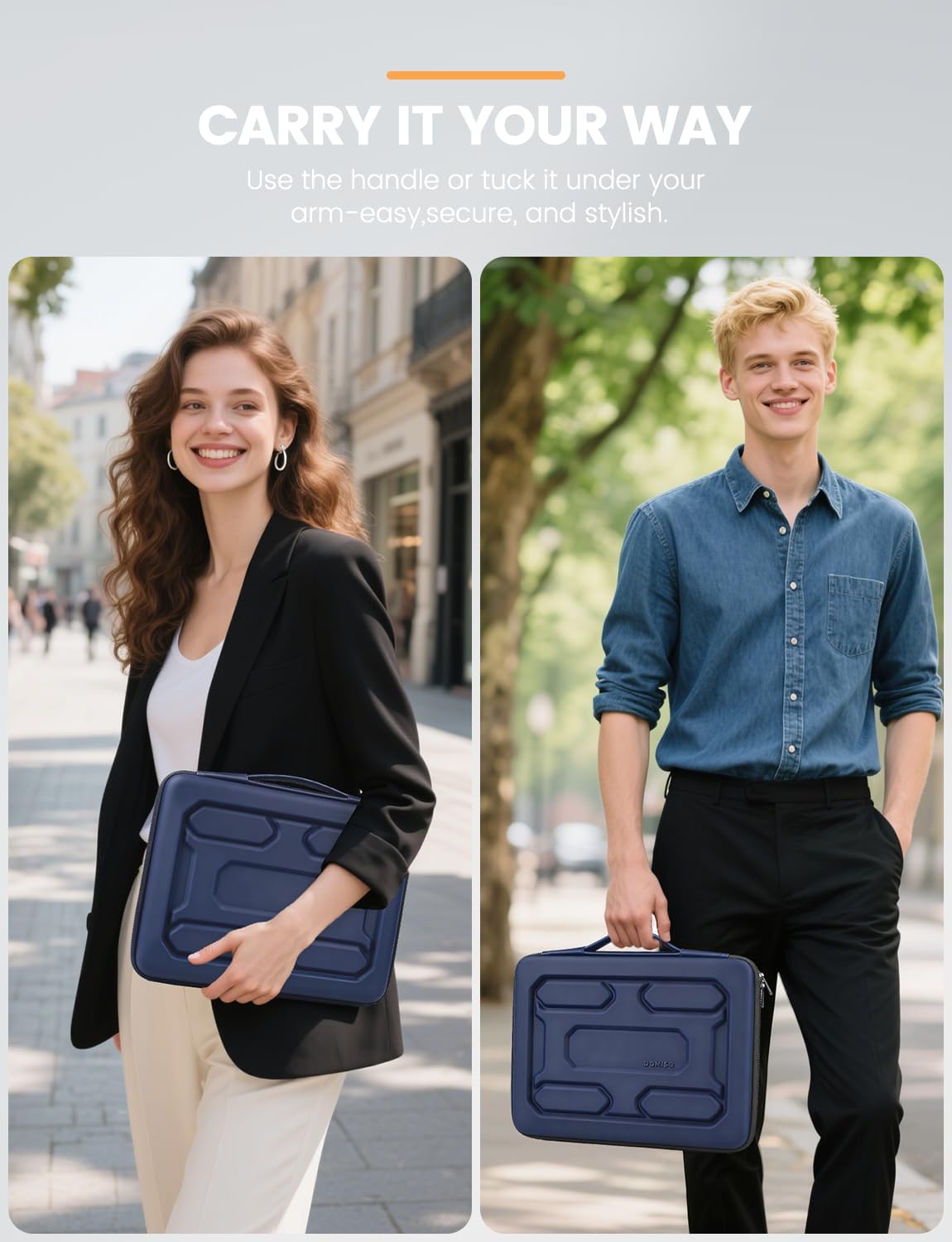 DOMISO 13.3 inch Laptop Sleeve with Handle Shockproof Computer Bag Waterproof EVA Protective Carrying Case for 13-13.3 inch Notebooks/13 MacBook Air/MacBook Pro Retina/Dell XPS 13/HP,Dark Blue - Image 2