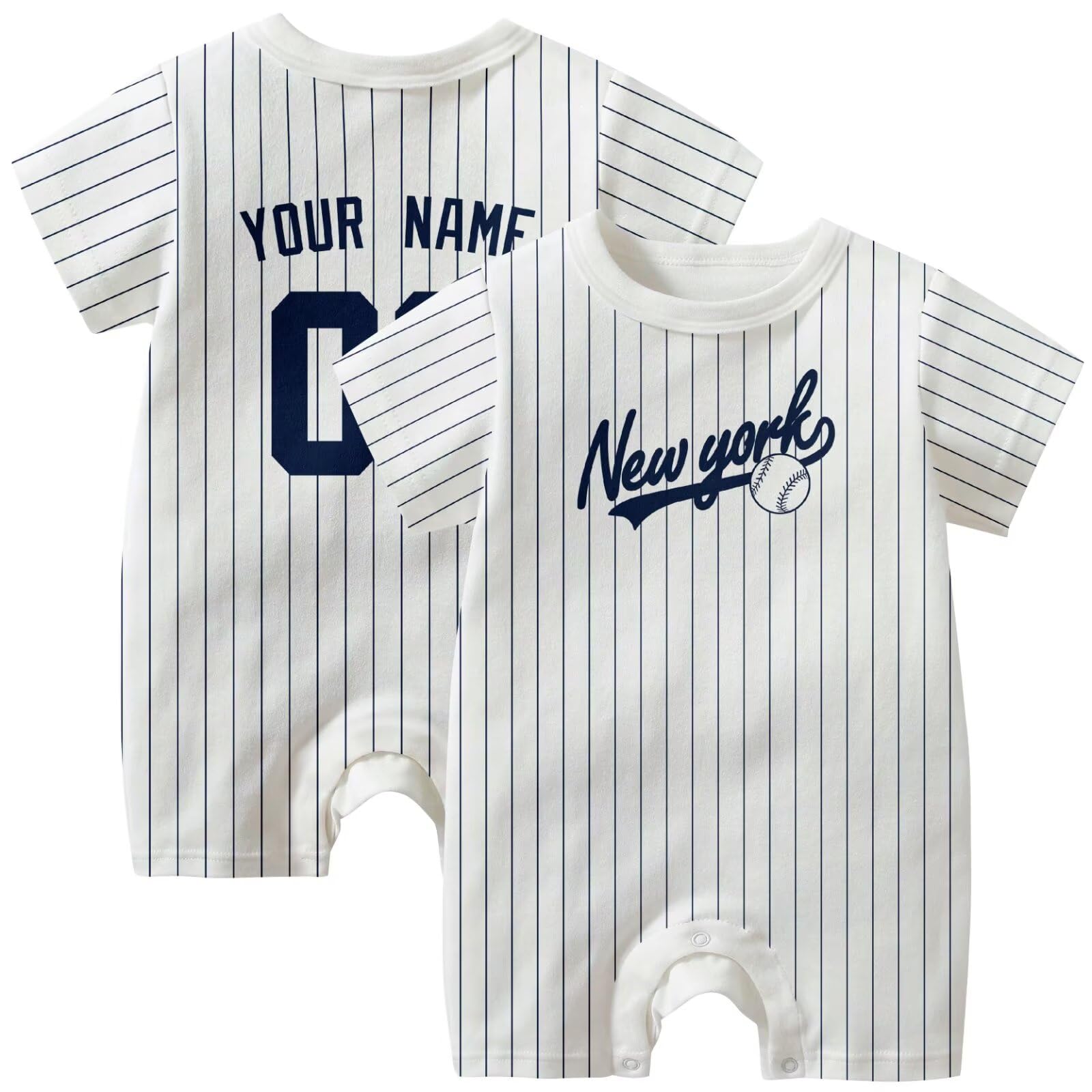 KREDE Baby Clothes Unisex White Bodysuit Rompers Custom Name Number for Baby Boys