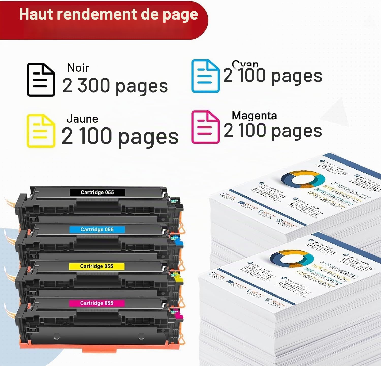 055 055H Compatible pour Canon 055 i-SENSYS MF742Cdw Cartouche de Toner