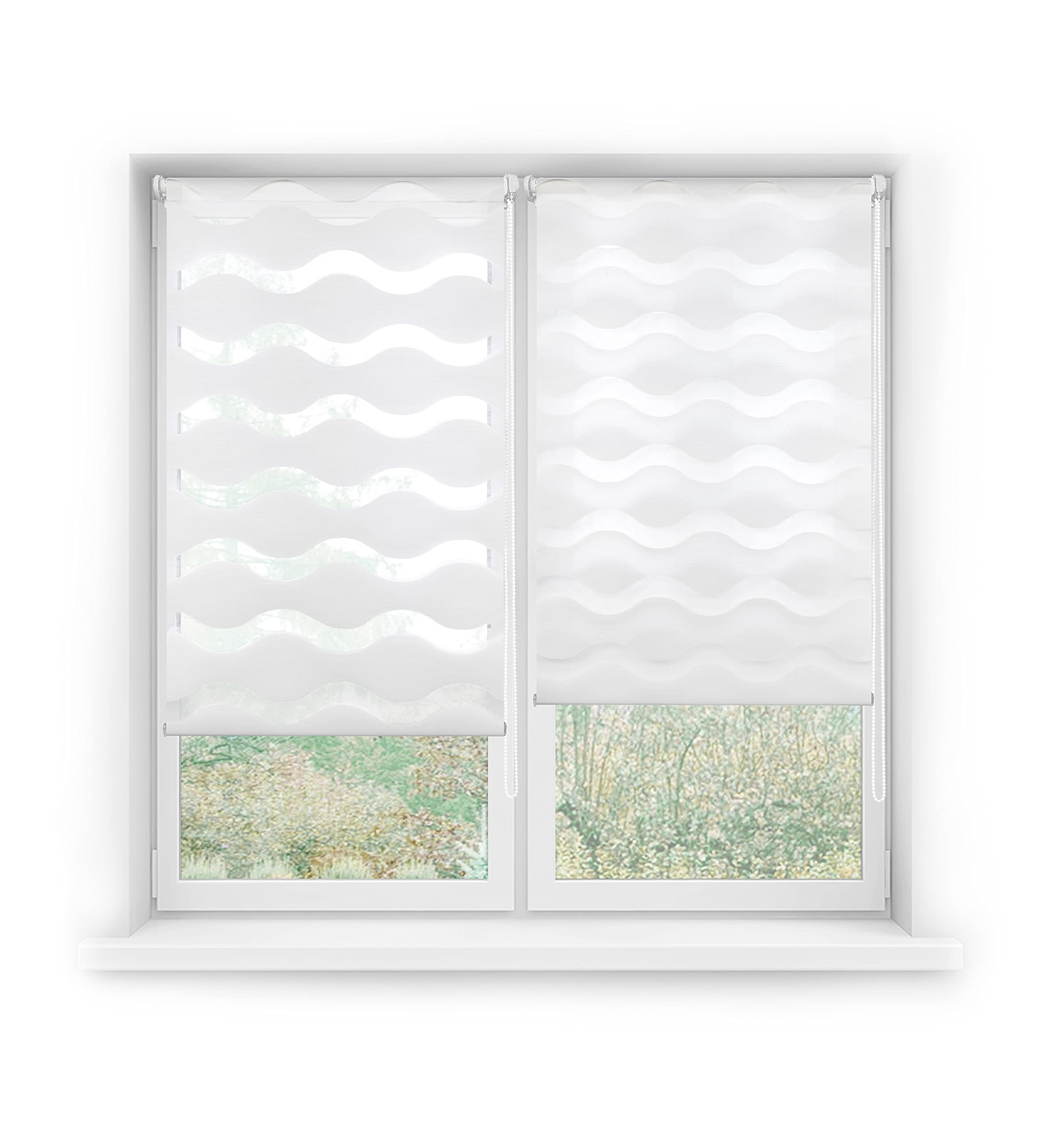 Blindecor Moon Double Layer Roller Blind for Night and Day White, 52 x 150 cm (width x length) - Image 3
