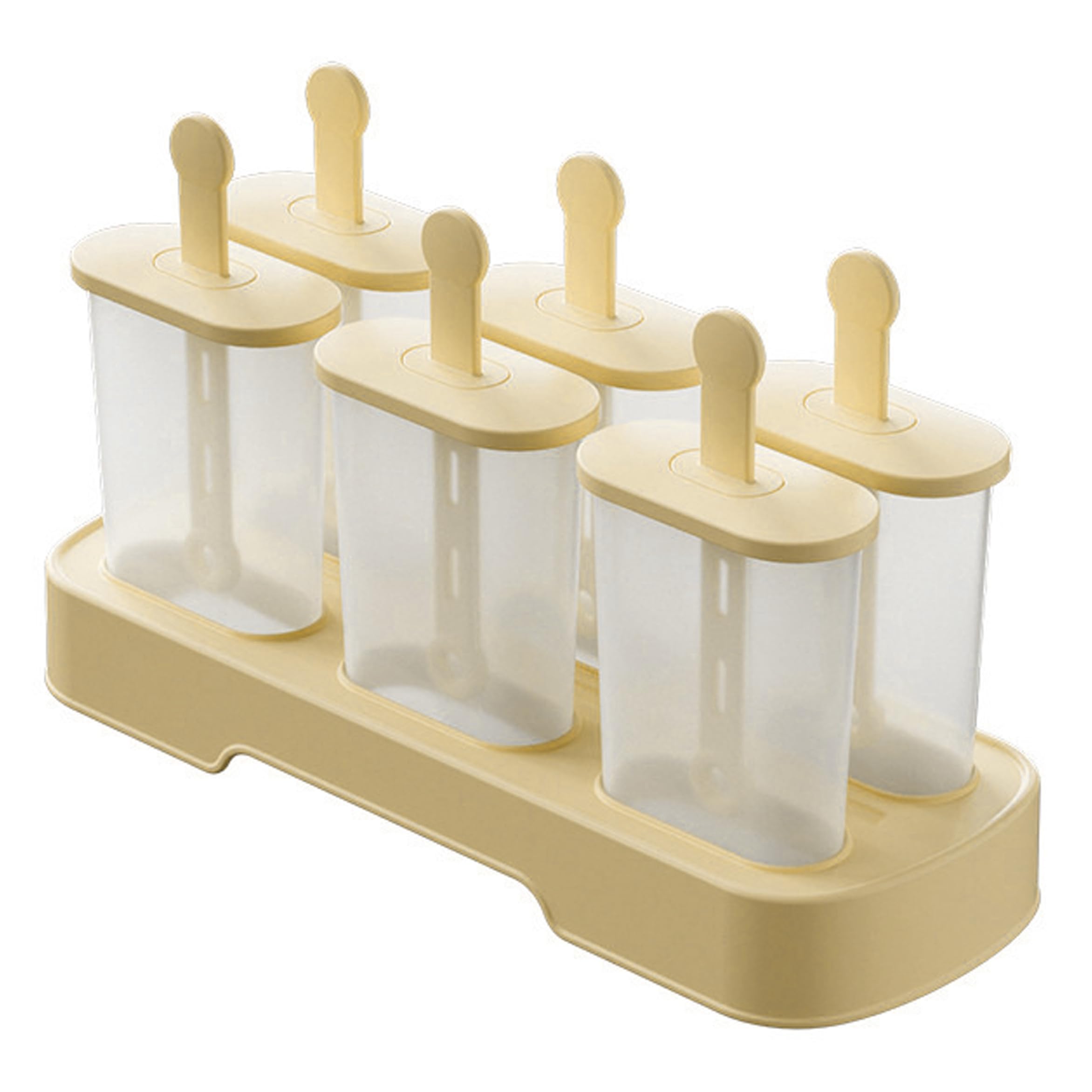 Sjfbebsy Ice Lolly Mould, 6-Cavity Silicone Popsicle Molds Easy Release Baby Ice Lolly Moulds with Sticks - BPA Free - Blue Cream Mold for Kids Adults DIY(Lemon Yellow)