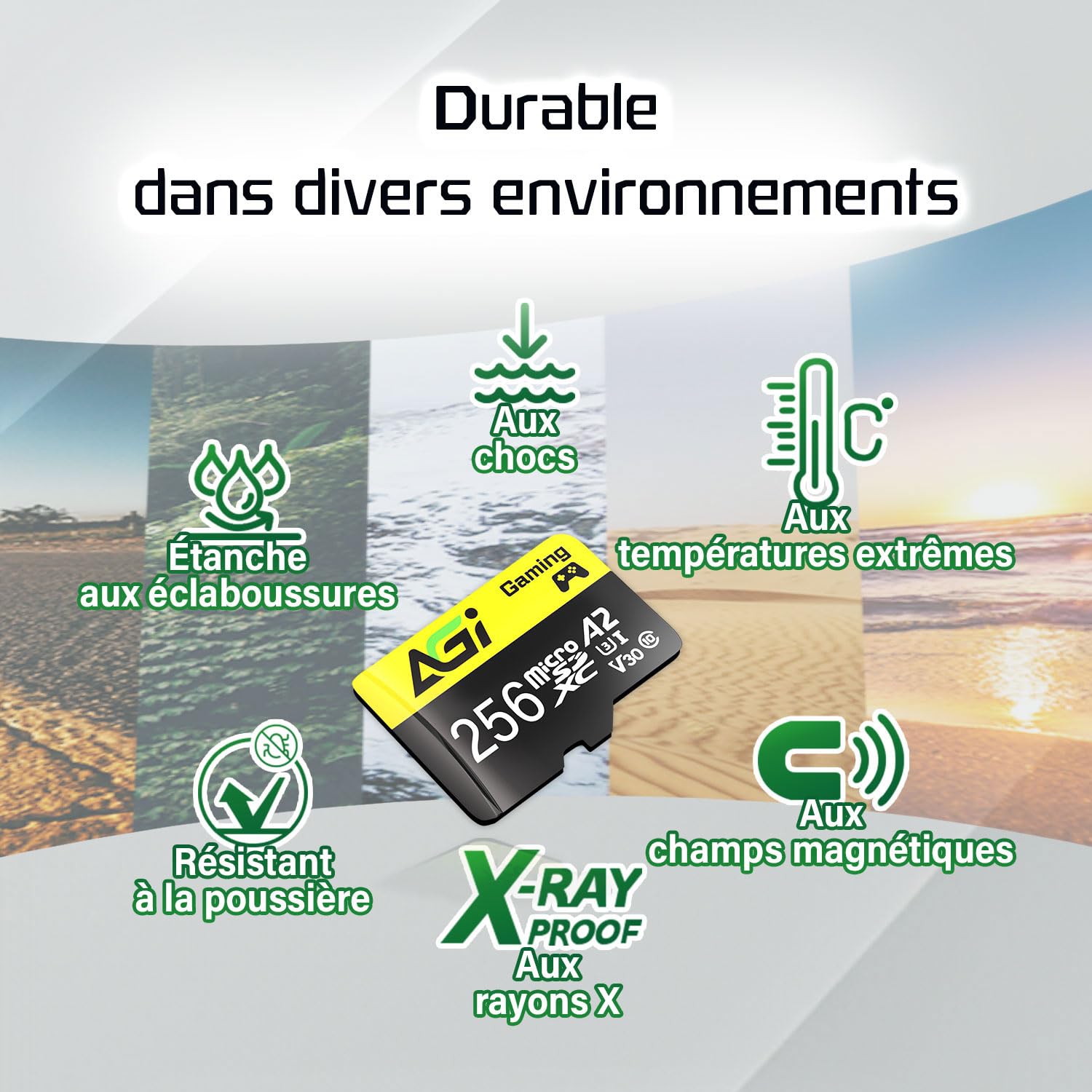AGI TF138 256 Go Carte Mémoire MicroSDXC UHS-I U3 V30 A2 avec Adaptateur | Vitesse 100Mo/s, classe 10. Idéal pour smartphone, caméra, enregistrement vidéo 4K, Compatible avec Switch