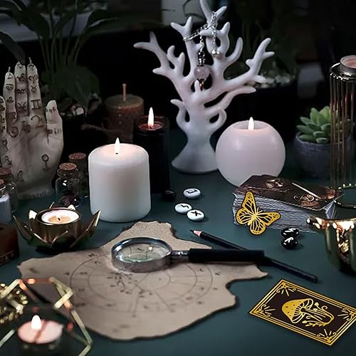 Miniatura 4 de GLOBLELAND 8 troqueles de corte de metal de adivinación y placa de papel de aluminio en caliente, plantillas de grabado de metal para manualidades,