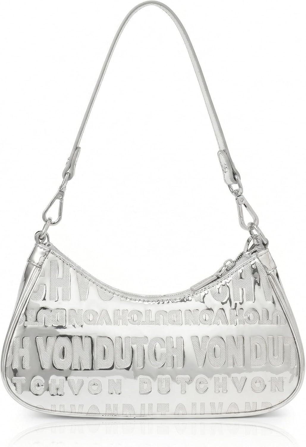 Von Dutch Small Shoulder Bag for Women, Vegan Leather Y2K Purse with Chain Strap & Zip Closure