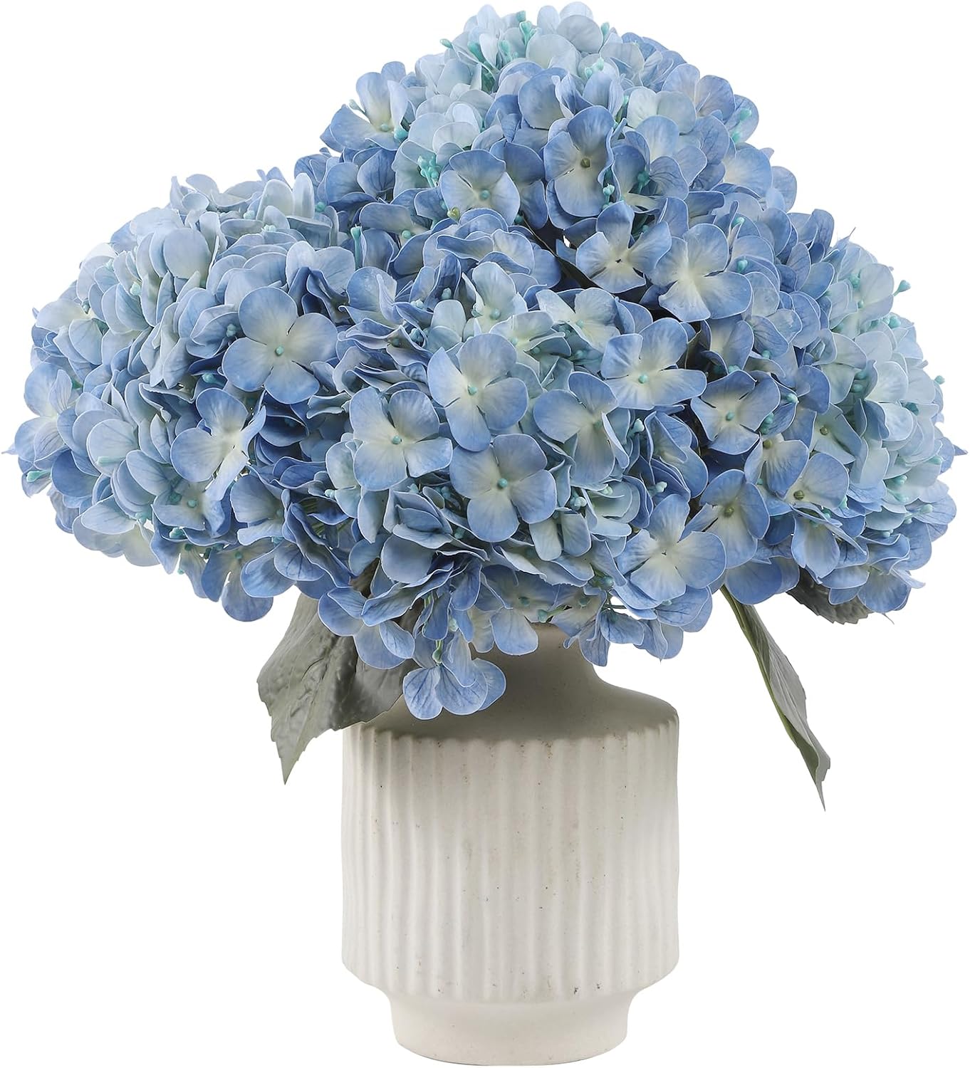DuHouse 3Pcs Large Hydrangea Artificial Flowers,Latex Real Touch Hydrangeas Faux Hydrangeas for Home Wedding Bouquets Centerpieces Party Living Room Decoration(Pastel Blue)