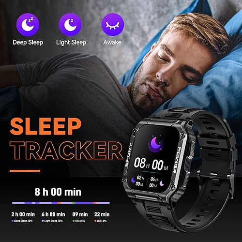 Miniatura 7 de Military Smart Watches for Men (Call ReceiveDial) 1.95" HD Large Screen, Outdoor Tactical Rugged Smart Watch, Sport Fitness Tracker Watch with