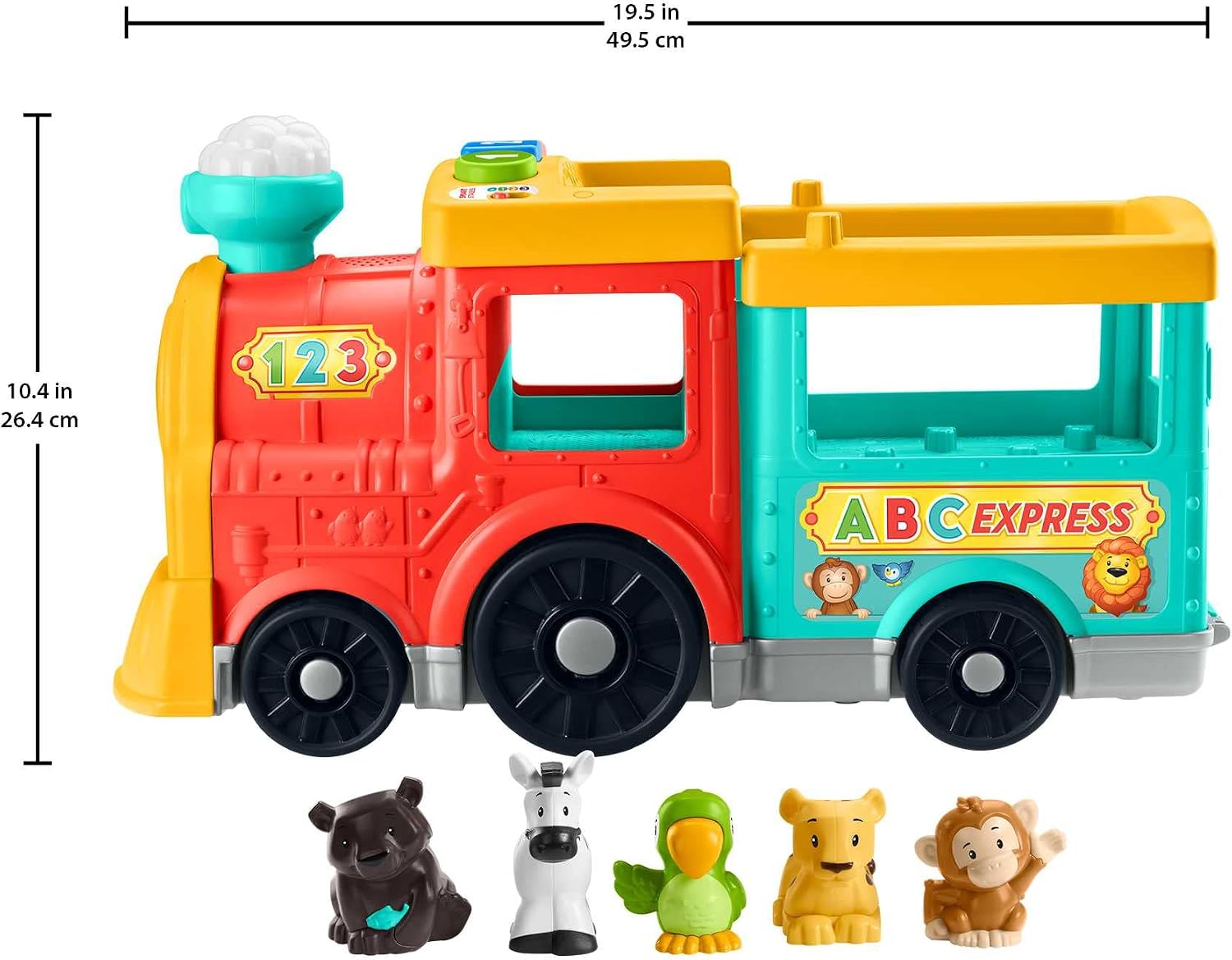 Fisher-Price Little People Big ABC Animal Train, Push-Along Toy Vehicle with Lights, Music and Smart Stages Learning Content for Kids Ages 1 to 5 Years, HHH22