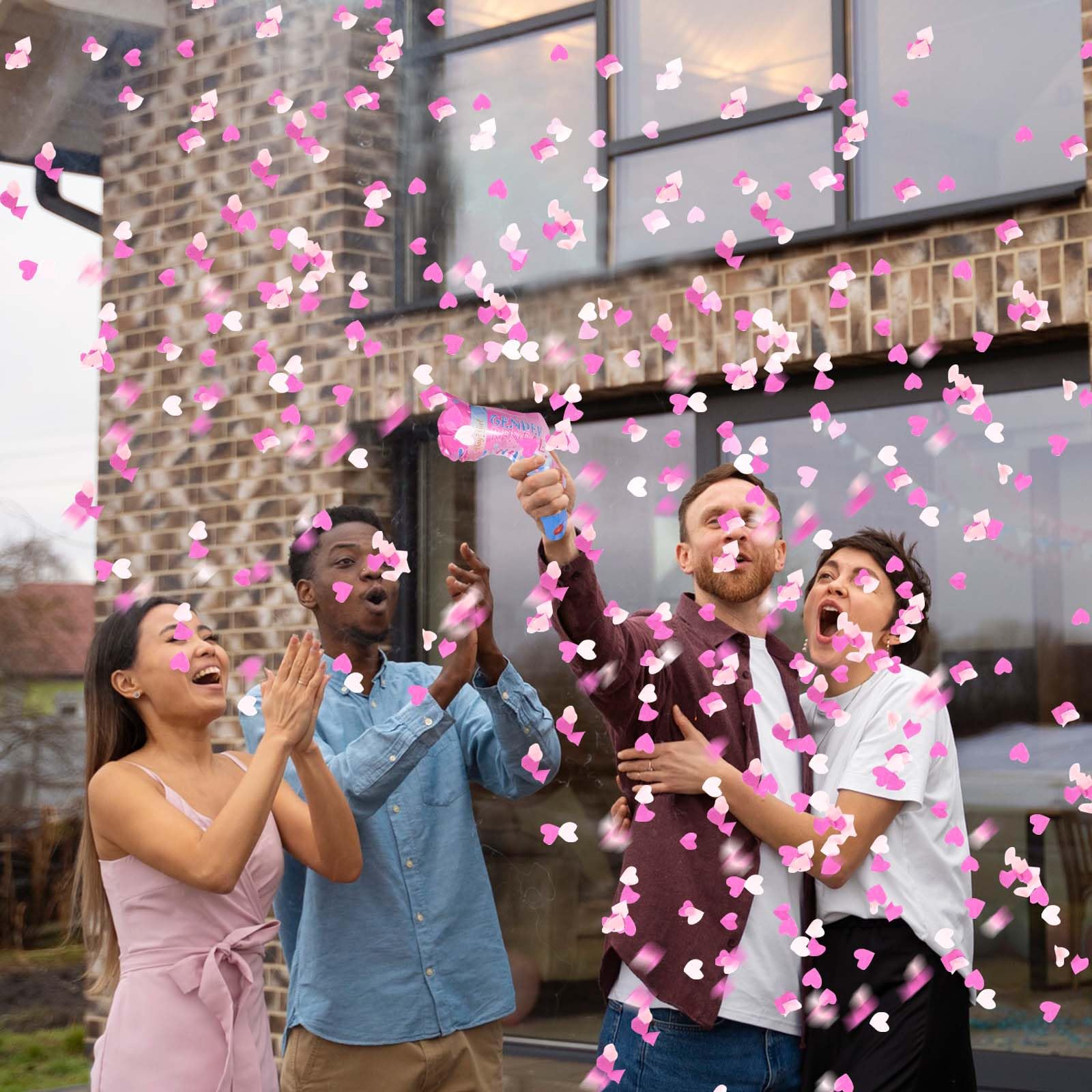 Fumigene Gender Reveal Lot De 20 Canons à Confettis Gender Reveal (10 Bleu, 10 Rose) - Confettis Biodégradables | Pour Annonce Bébé, Fête Annonce Sexe Bébé Confettis