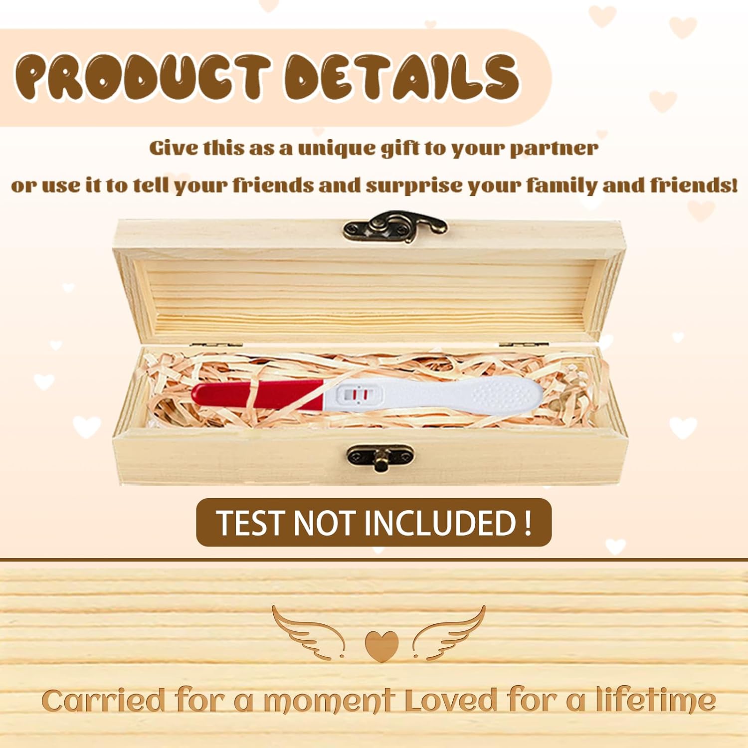 CHGCRAFT Wing and Heart Miscarriage Memory Box Baby Loss Keepsake Box Wooden Lost Baby Sympathy Gift Keepsake Box with Raffia Ribbon and Lock for Husband, 8x2x1.2inch