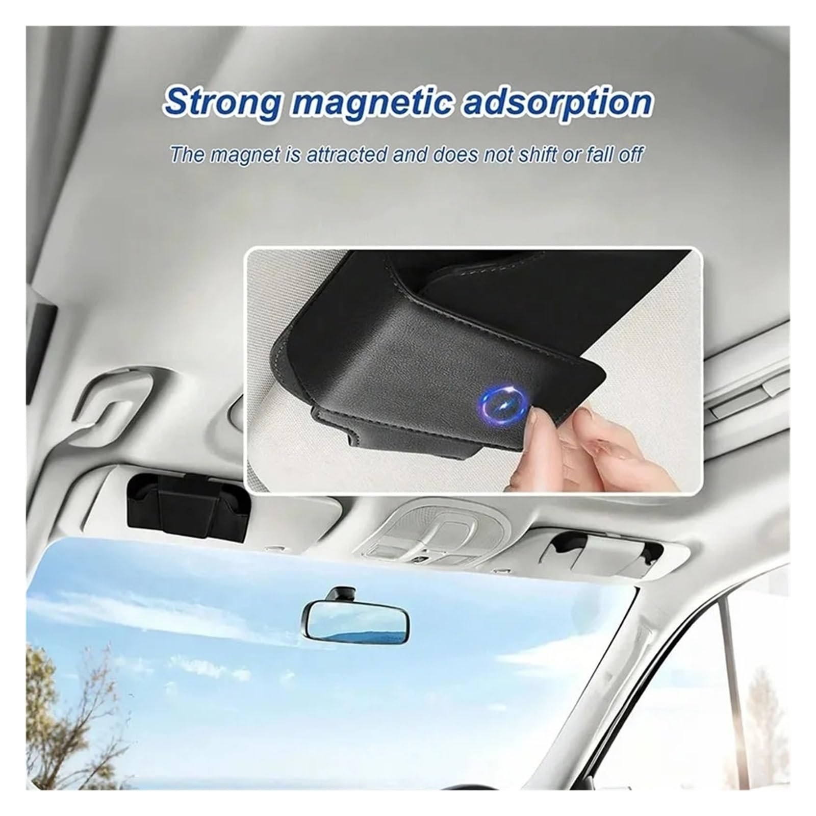 Soporte Magnético para Gafas Sol para Visera Cuero Ultrafino Almacenamiento Seguro con Clip Sin Herramientas Conducir Y Viajar Estuche para Gafas De Sol Coche