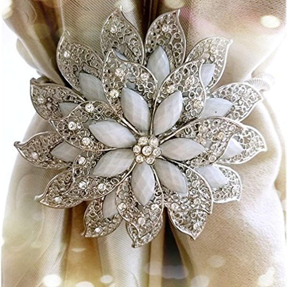 Sycle circle 1 Pack Magnetic Curtain Tie Backs, Decorative Large Crystal Curtain Holdbacks for Bedroom, Living Room, Office (Gem Flower)