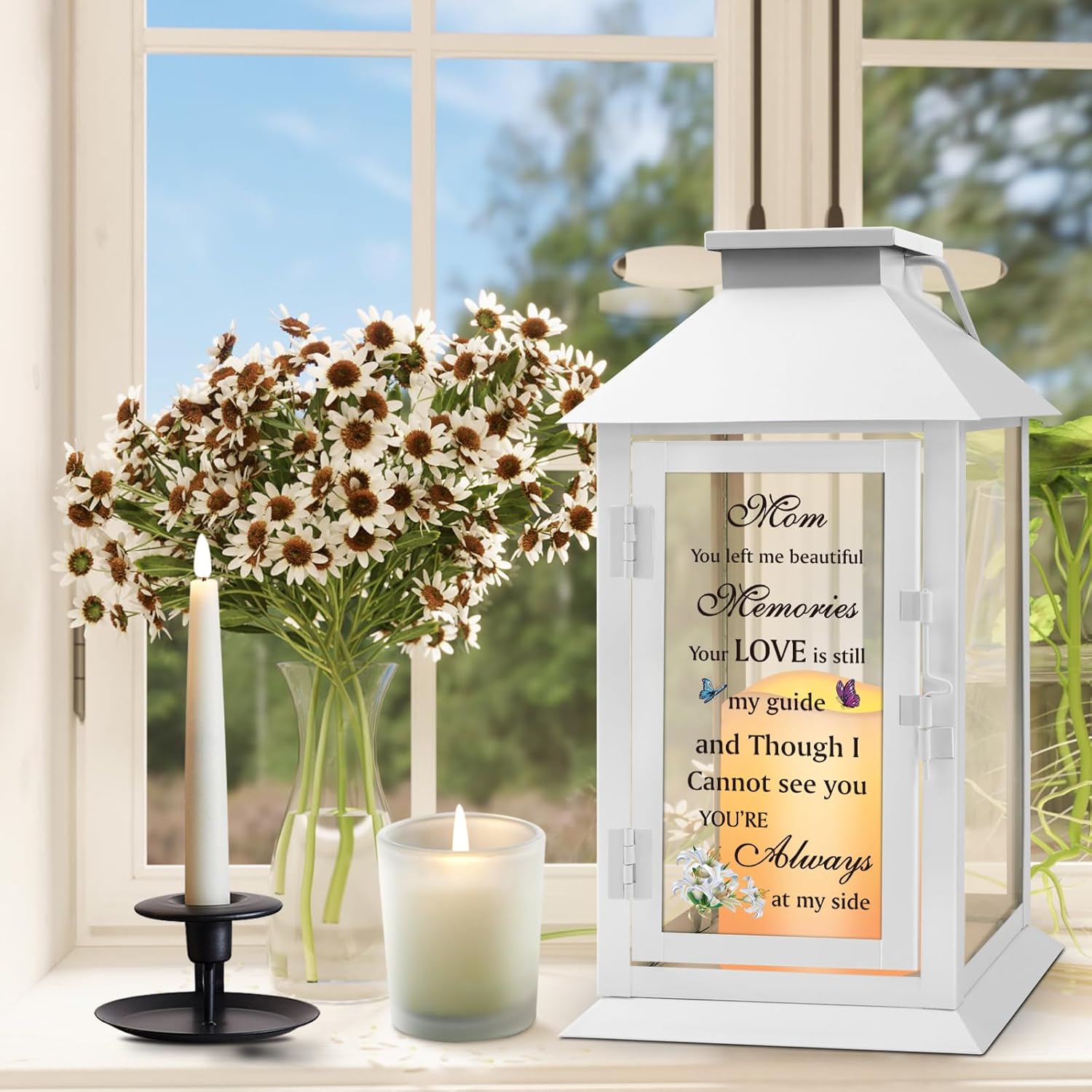 Memorial Lantern Bereavement Gifts in Memory of Loved One Memorial Gifts for Loss of Mother Remembrance Sympathy Gifts for Loss of Loved One with LED Candle and Remote - Image 5