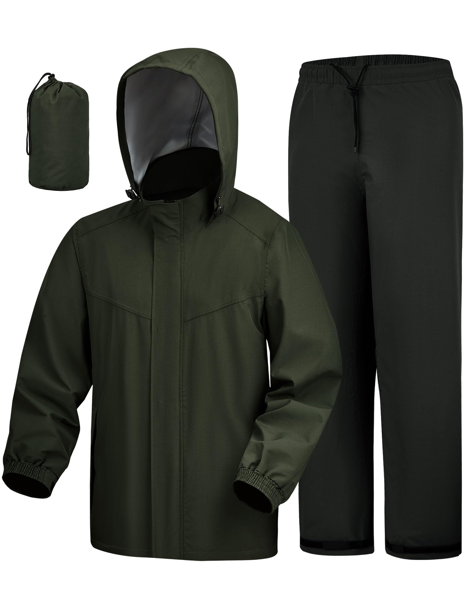 iCreek Waterproof 2 Piece Rain Suit for Men Women Packable Rain Gear Set