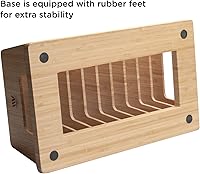 Vista 3 de MobileVision Organizador de dispositivos de bambú para teléfonos inteligentes, tabletas y portátiles, 10 ranuras