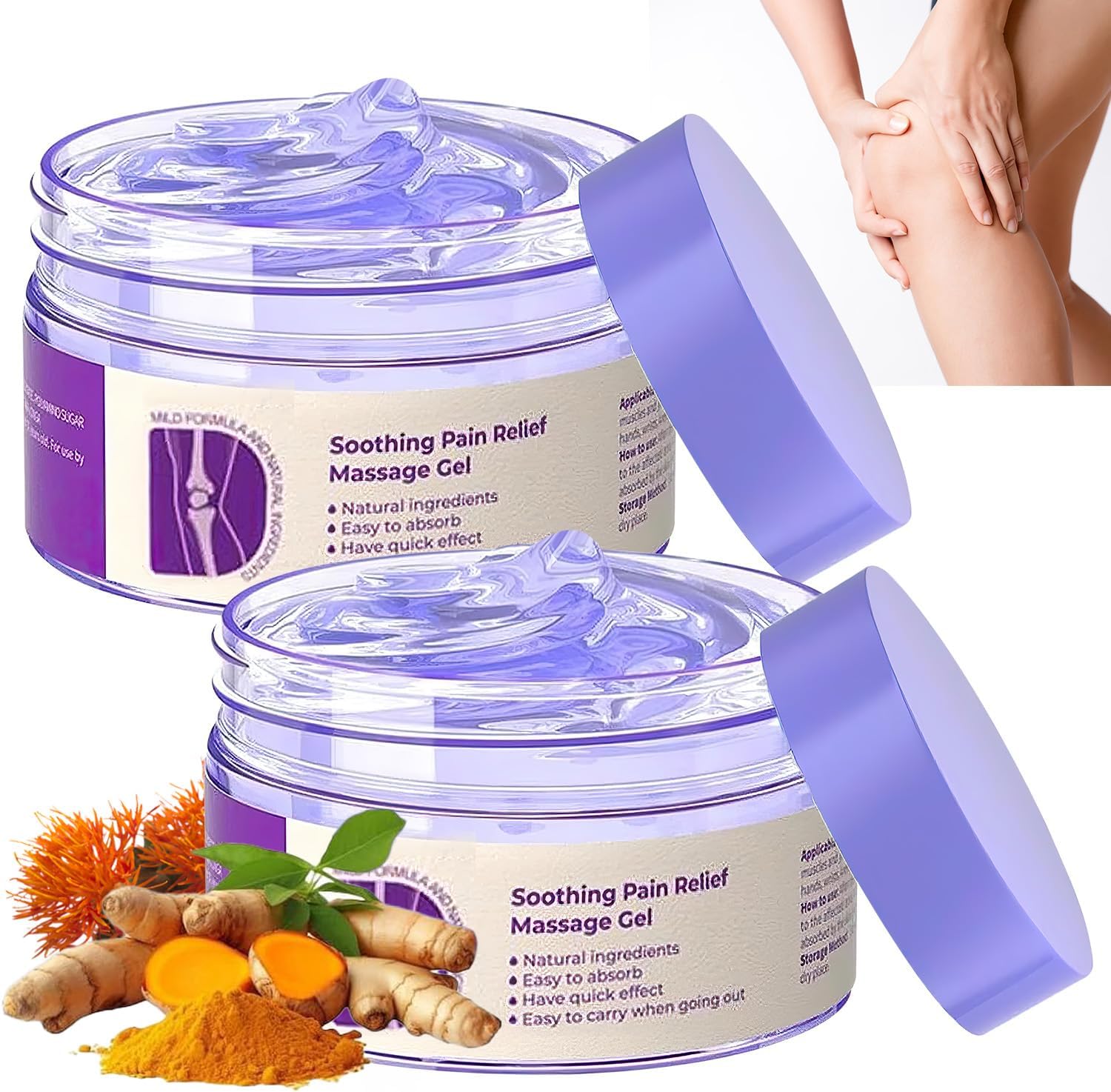 2 PCS Joint Gel Purple Gel, Purple Relief Soothing Massage Cream, Joint Activities Throughout The Body, Effective Soothes for Knees, Hands, Lumbar, Neck and Shoulders