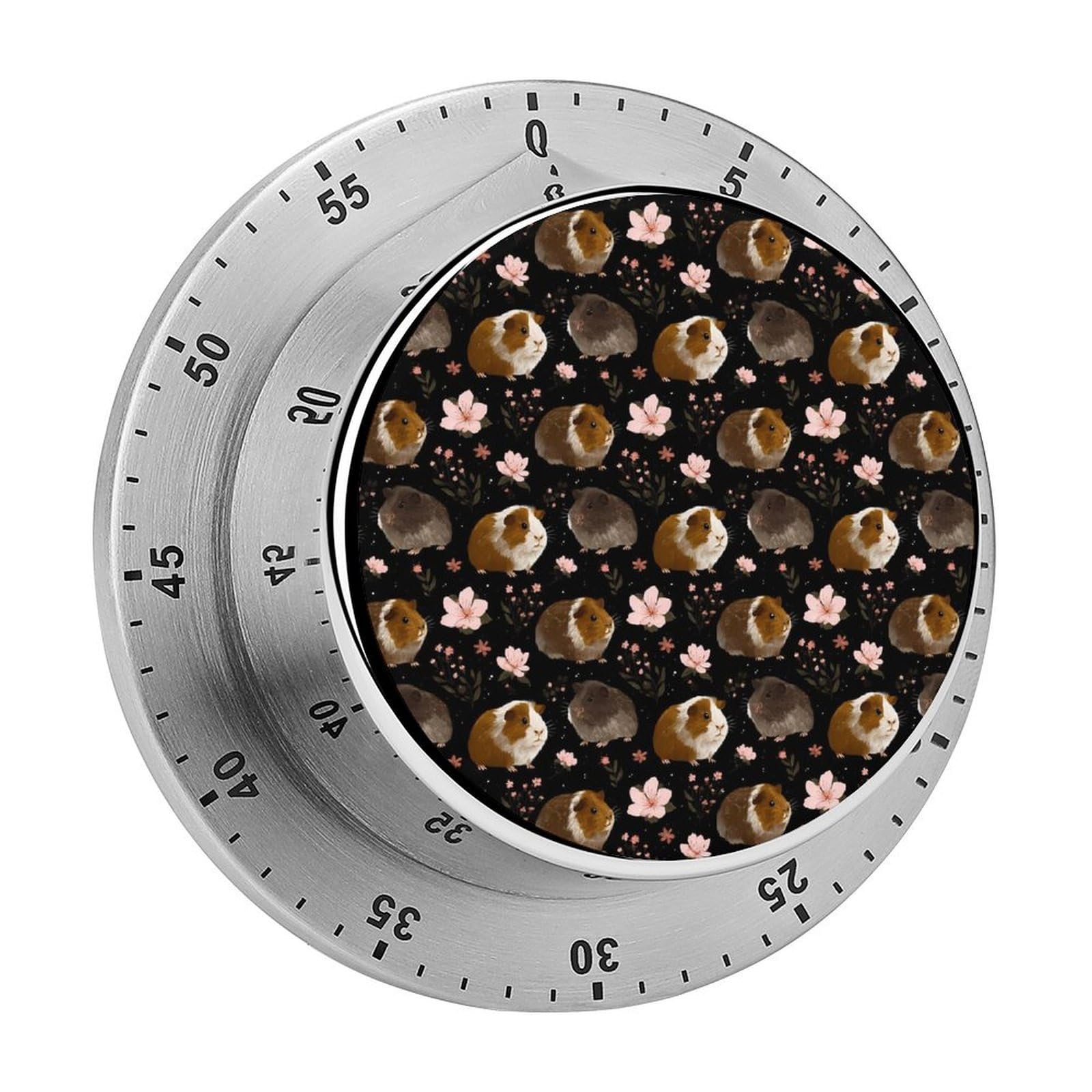 Guinea Pigs Cherry Flower Mechanical Timer with Alarm for Kitchen Cooking Productivity Stainless Steel Timers