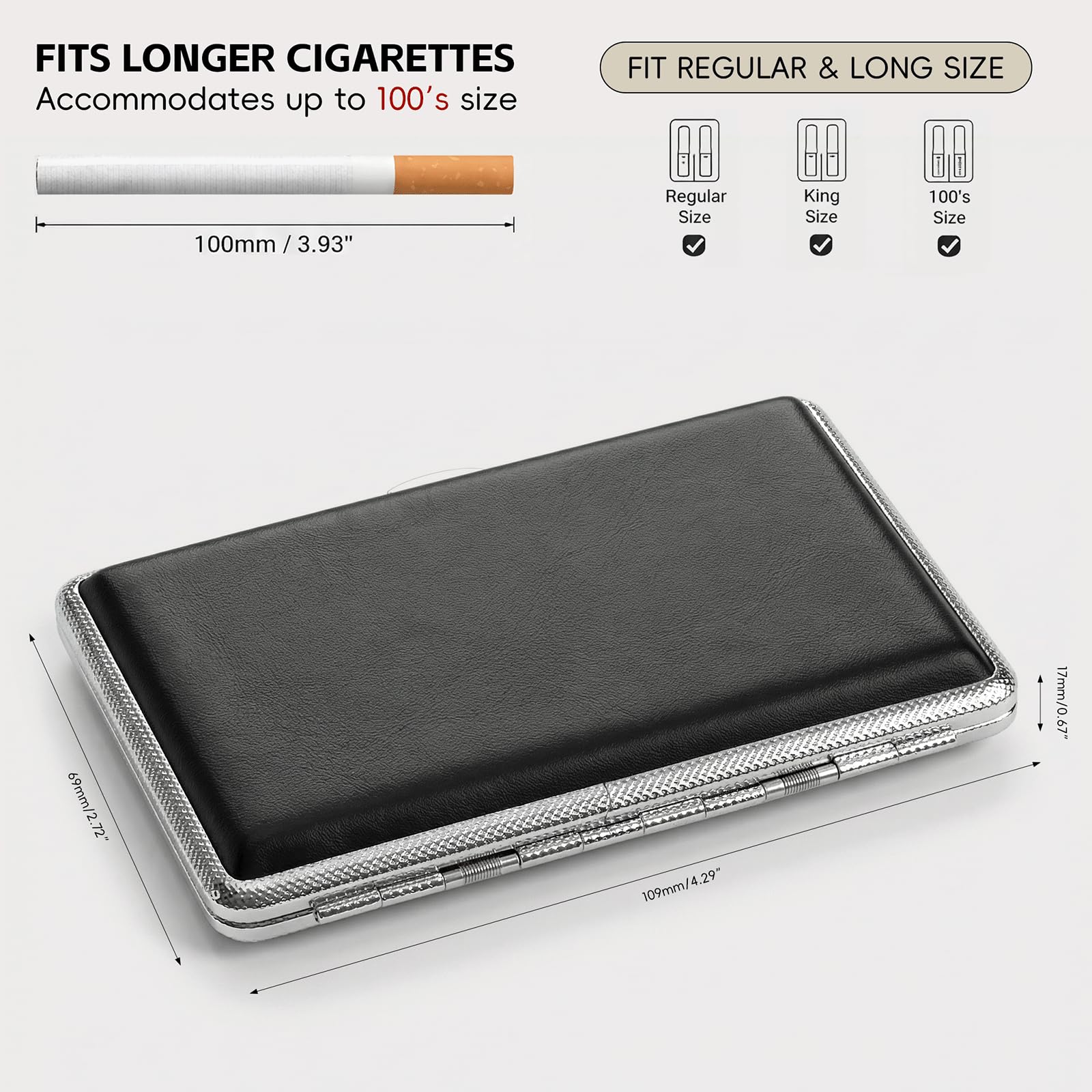 team pistol cigarette case TEAM PISTOL New Plain Black Leather Metal Cigarette Case Holds 14  Cigarettes for 100's Cigarettes : Amazon.ae: Health