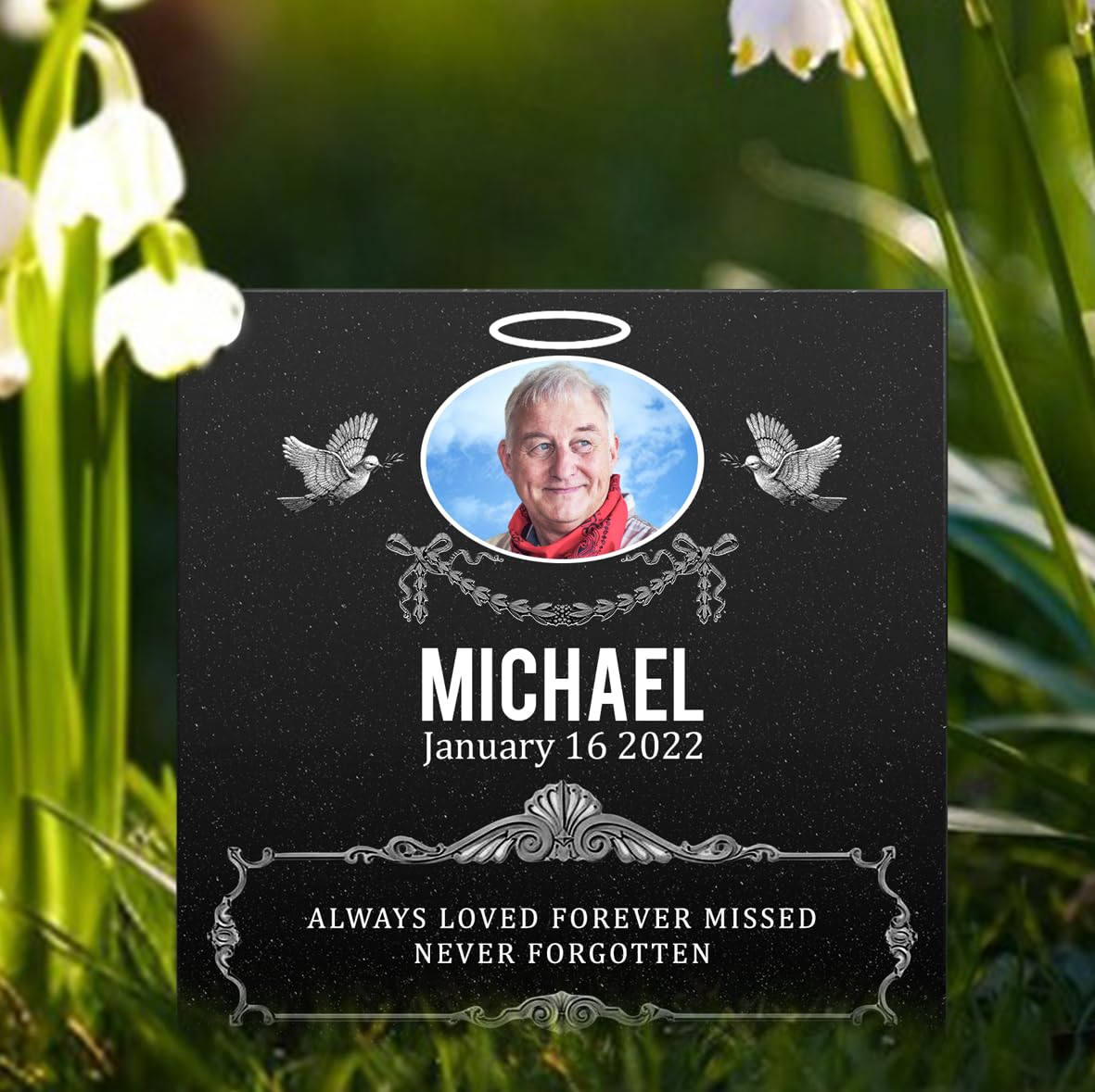 ADFSTONE Temporary Grave Markers for Cemetery- Picture Memorial Plaque Personalized, Photo Headstones for Graves for Humans, DIY Cemetary Tombstone Engraved, lapidas para tumbas personalizada