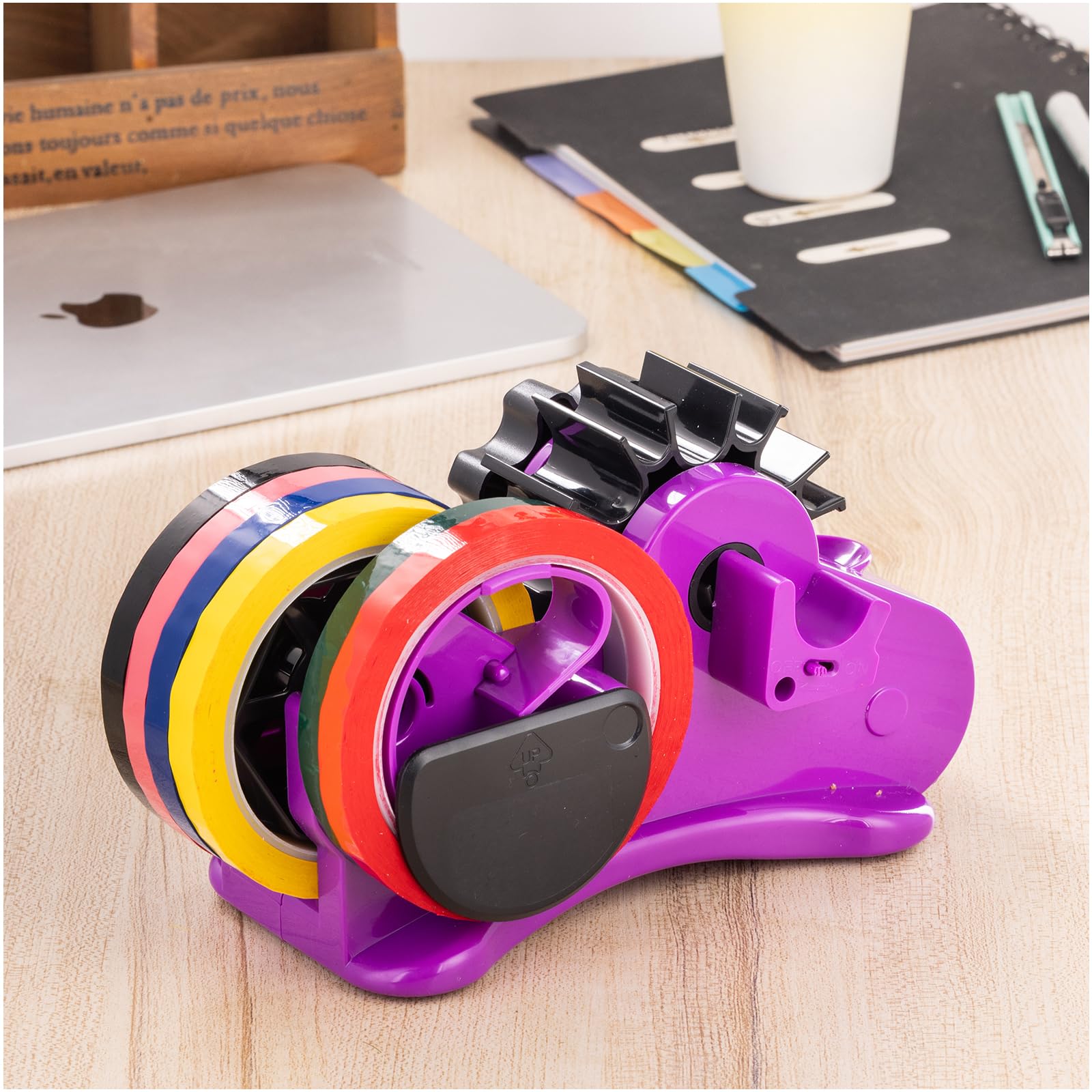 Purple Heat Tape Dispenser-for Pre-Cut Sublimation | Heat-Resistant, Heat Transfer, Heat Press | Thin Double-Sided and Clear Tape, 1 '' & 3'' Core,