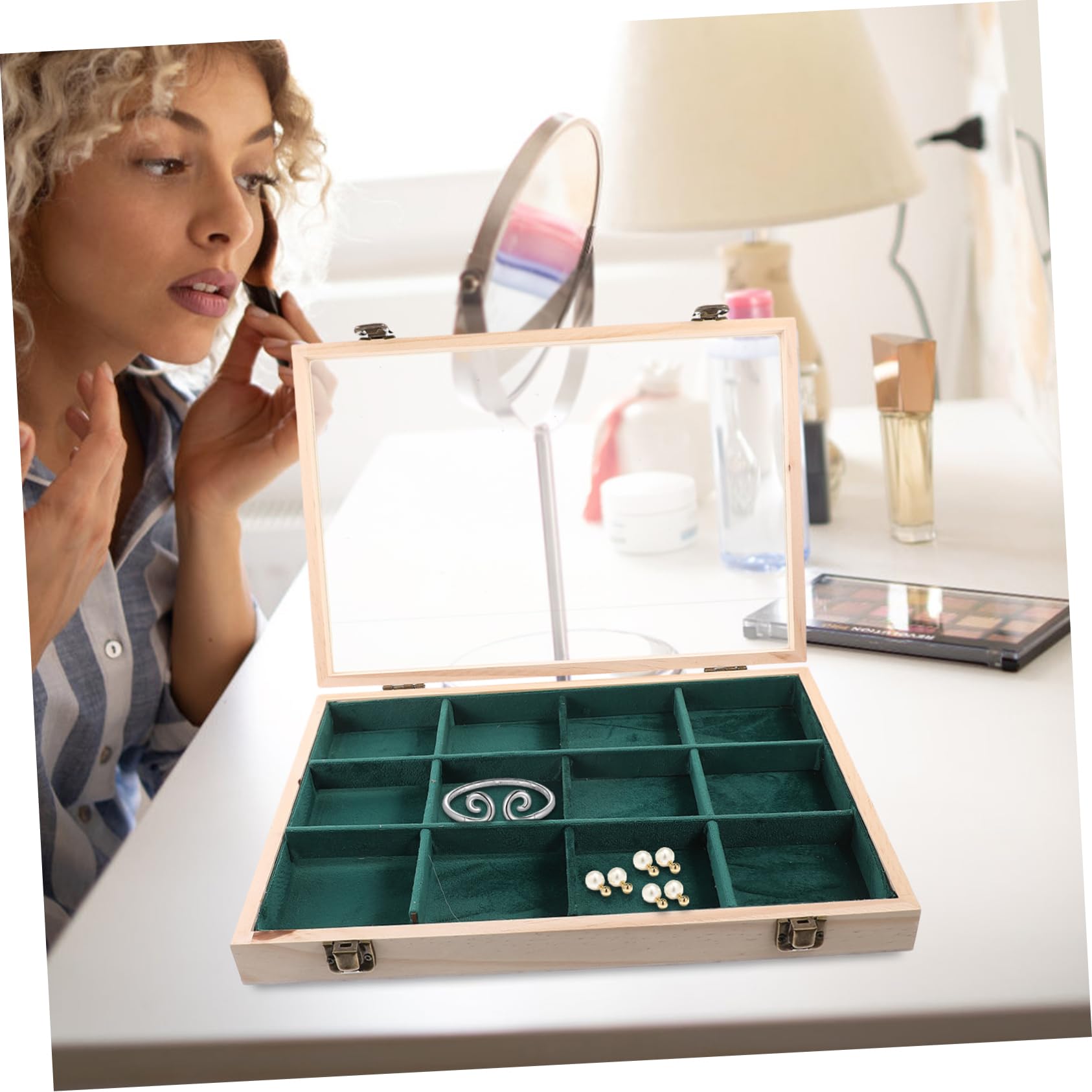 PRETYZOOM Boîte à Bijoux Organisateur Avec Couvercle Présentoir Transparent Pour Colliers Bracelets Boucles Oreilles Rangement Élégant à Compartiments Pour Maison Et Voyage