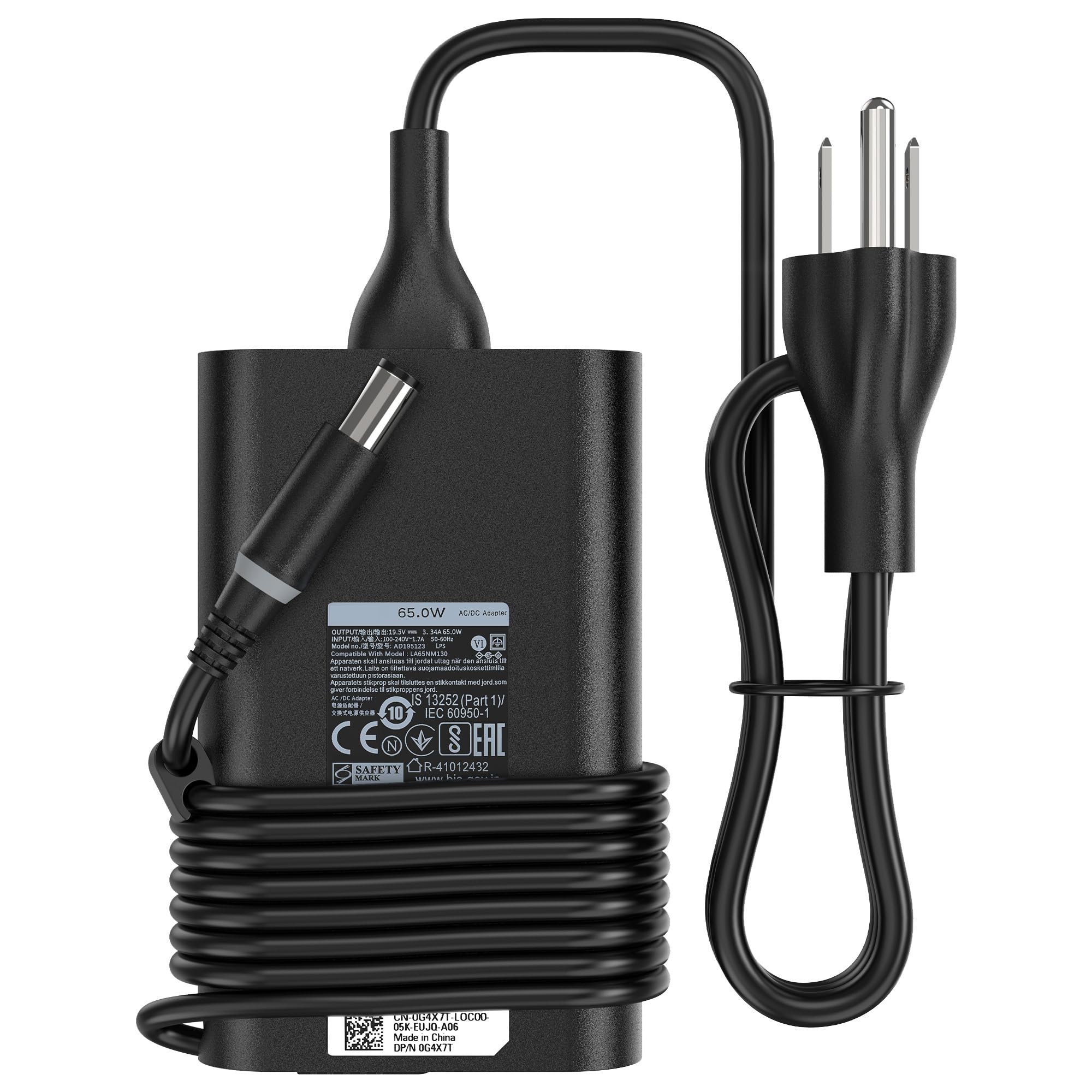 65W Laptop Charger Compatible with Dell Latitude 5400 5480 5490 5580 5590 7480 7490 E5470 E7470, 19.5V 3.34A 7.4mm x 5.0mm Big Round Tip AC Adapter
