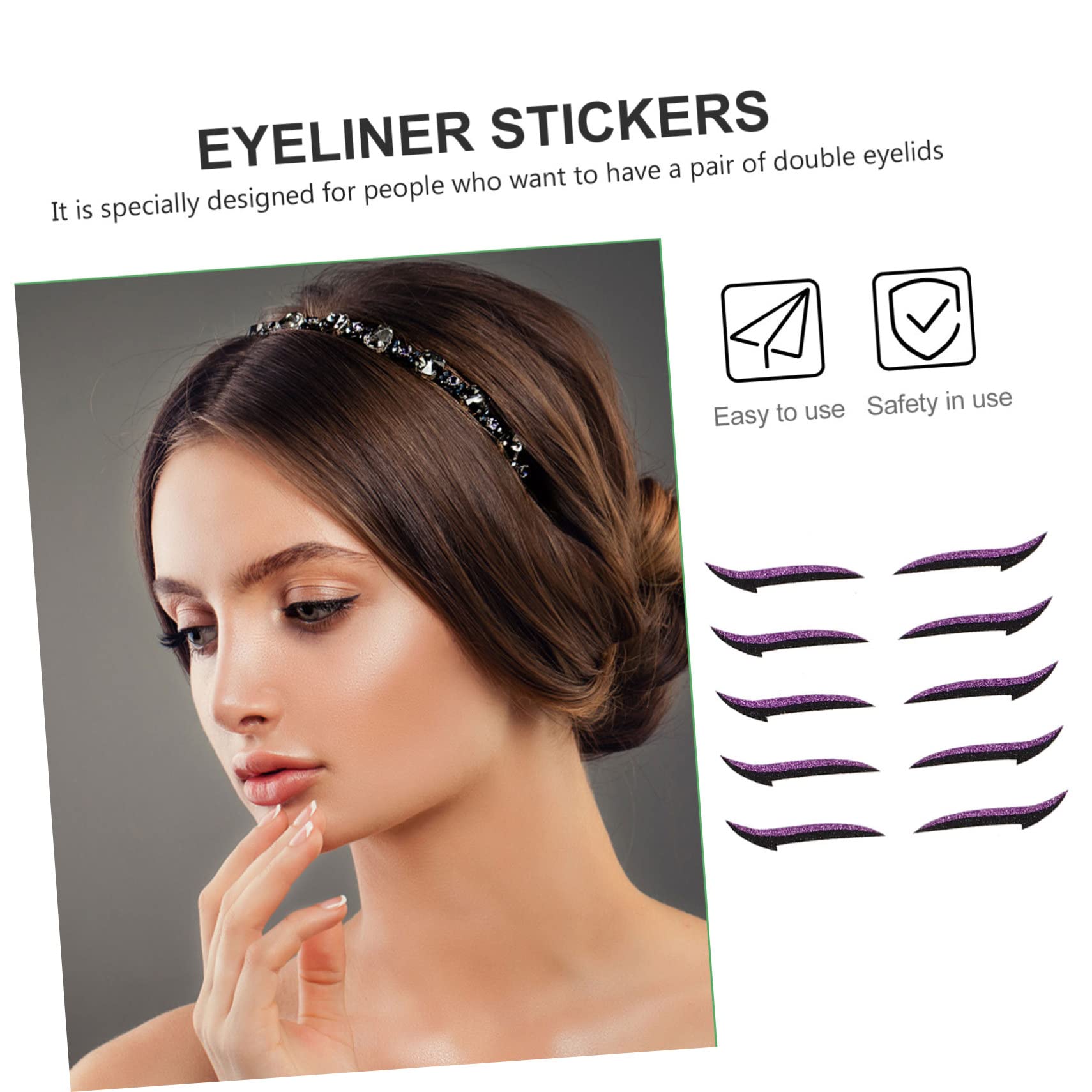 Didiseaon Lot De 5 Bandes Invisibles Pour Le Contour Des Yeux Pochoirs Pour Eye-liner Autocollants De Maquillage Pour Les Yeux Réutilisables 40 Paires X 5