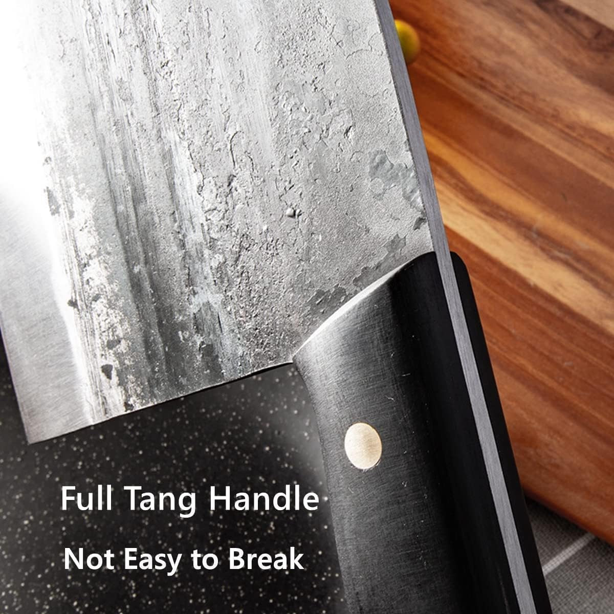 Freelander Serbian Chef Knife, Heavy Duty Handmade Forged Meat Cleaver for Meat Cutting, Full Tang High-Carbon Clad Steel Butcher Knife, Non-Slip Handle and Leather Sheath,Christmas Gifts for Men - Image 3