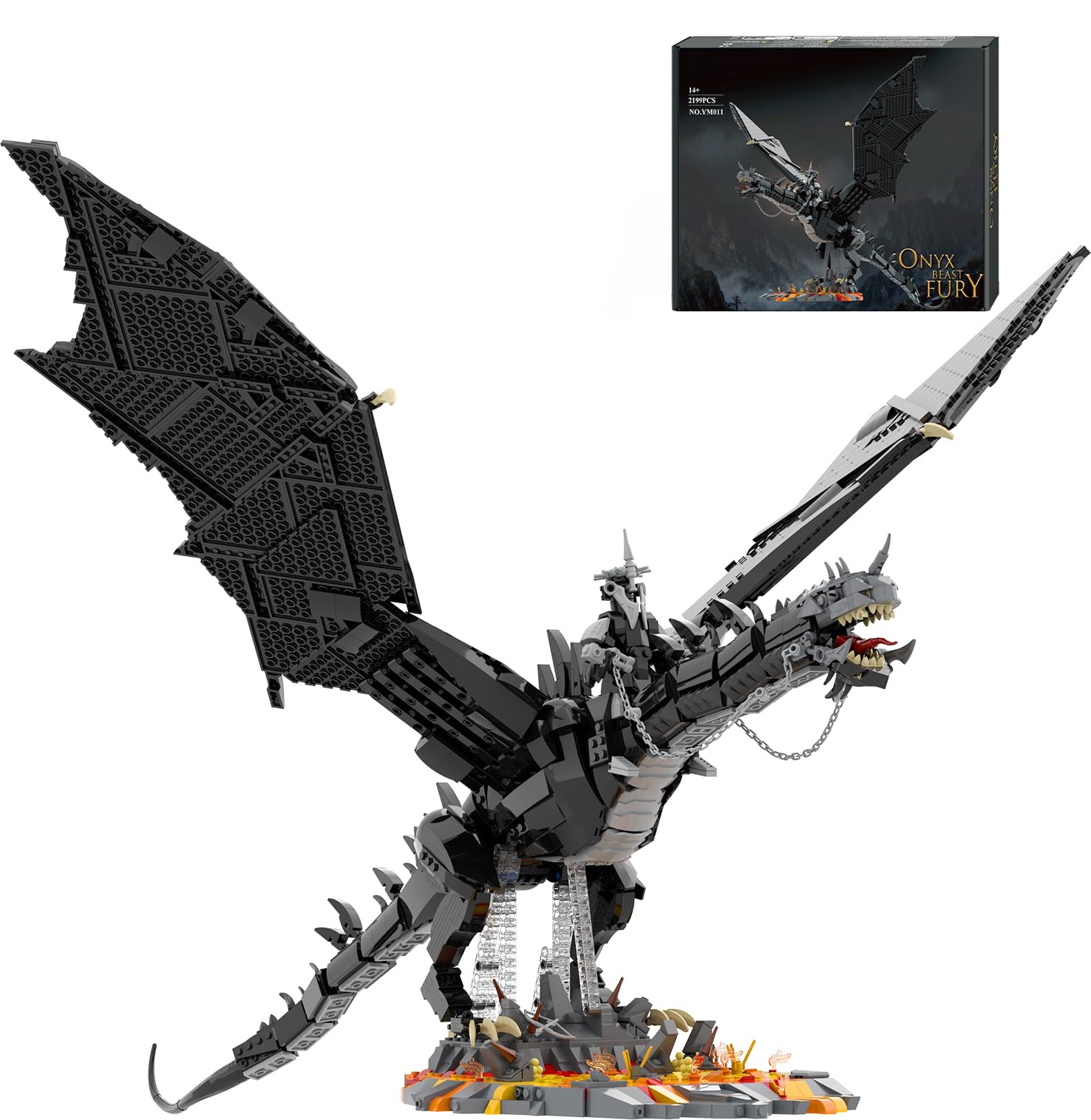 The Rings Dragon Beast Building Set for Adults, 80cm Big Dragons with Witch King Figure & Display, Ideas Youmko Movie Cool Classic Home Decor for Collectors (2199 PCS