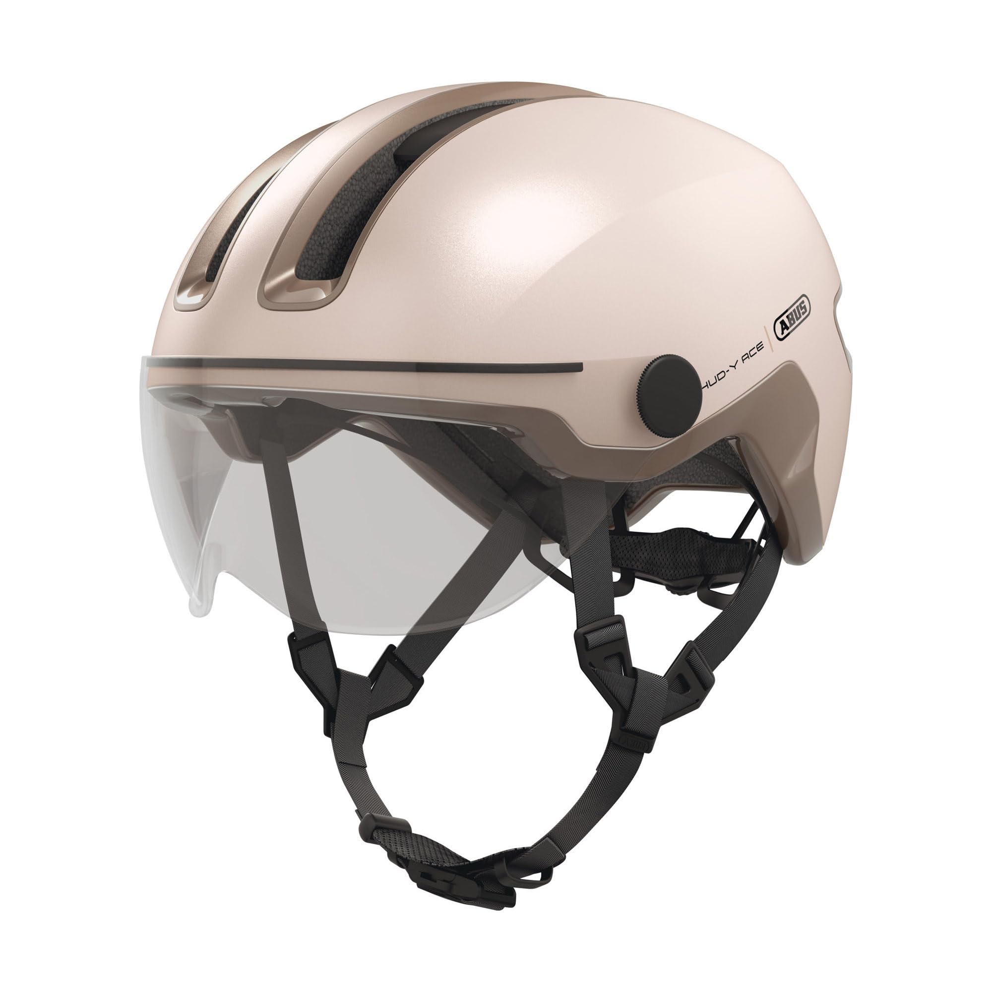 ABUS Casque de Ville HUD-Y ACE Casque de vélo avec visière et feu arrière LED magnétique Rechargeable