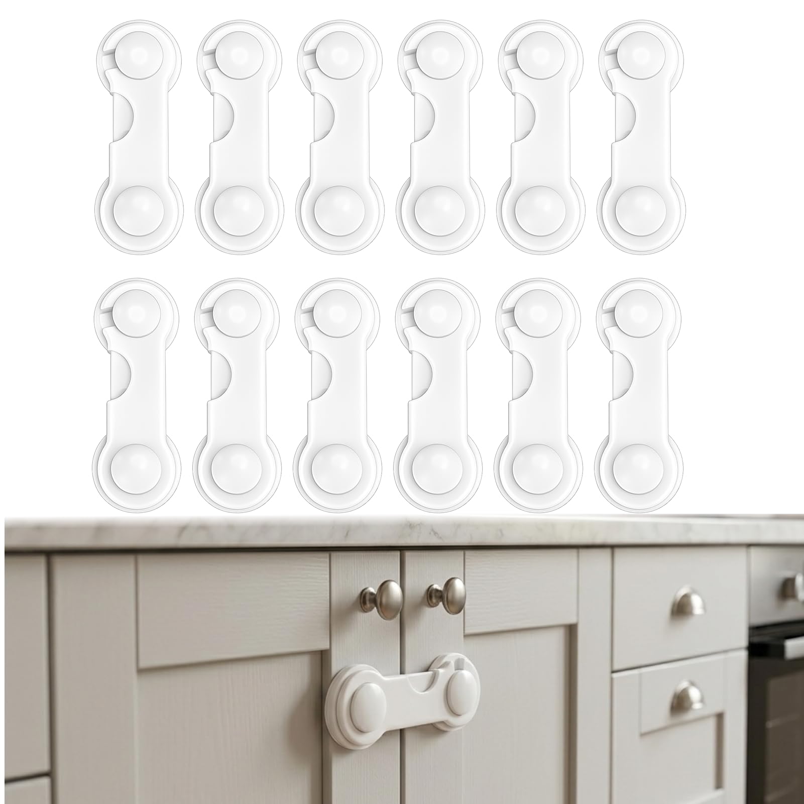 12pcs Securite Placard Enfant, Bloque Porte BéBé, Bloque-Portes, 9,5×3,7cm, Protection BéBé pour Placards, RéFrigéRateurs et FenêTres, Installation Facile Sans PerçAge, Durable et SûR