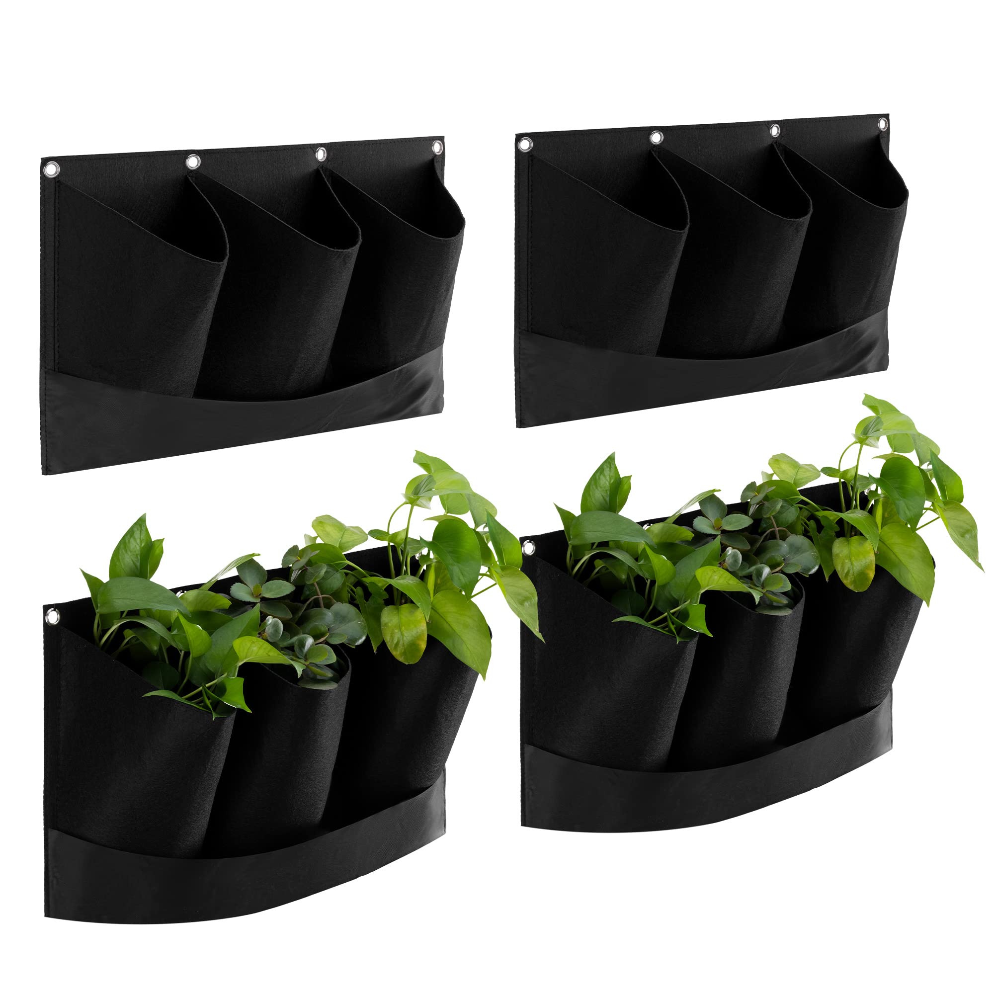 Jardinière Suspendue Navaris - Set de 4 Pots de Fleurs en Feutre Waterproof 45x30 cm