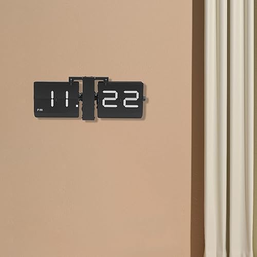 Miniatura 3 de Reloj de escritorio abatible, pantalla digital retro con pilas, reloj abatible de pared y mesa, reloj de metal grande para decoración del hogar y