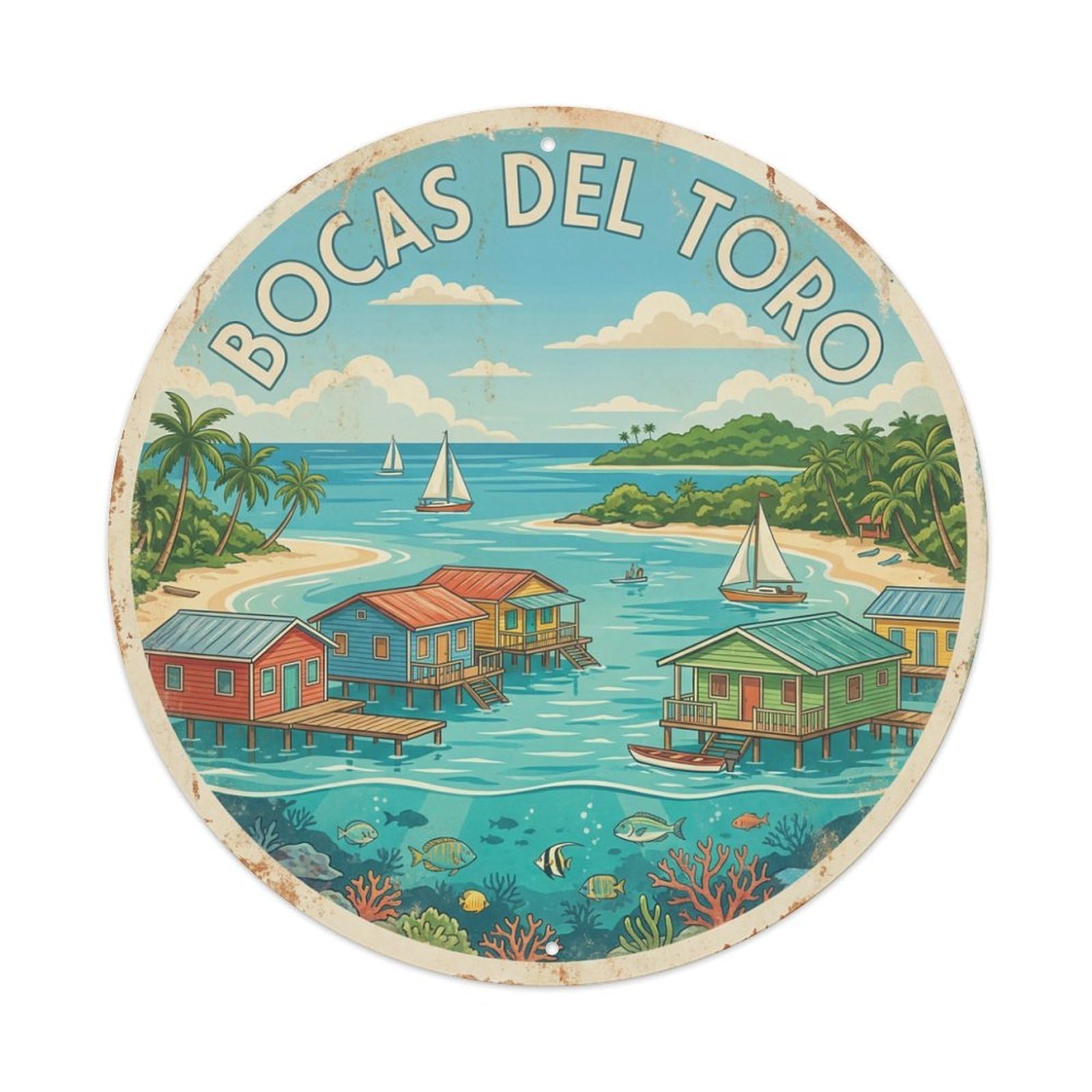 Travel Retro Panama Bocas Del Toro Metal Tin Sign