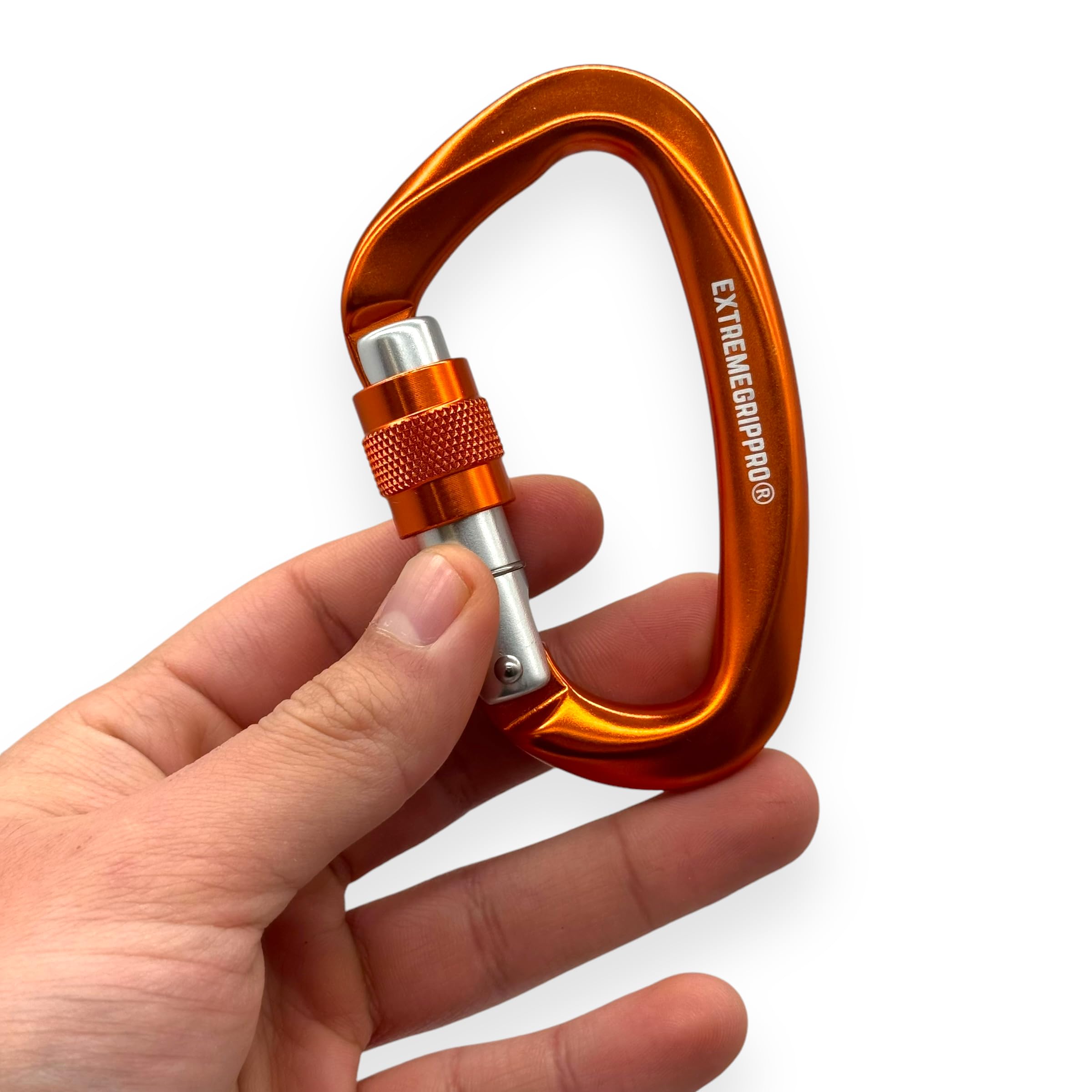 2-Pack 25KN Heavy Duty Carabiner Clips Aluminum D-Ring Screw Lock for Rock Climbing, Camping, and Outdoor Use (Orange)